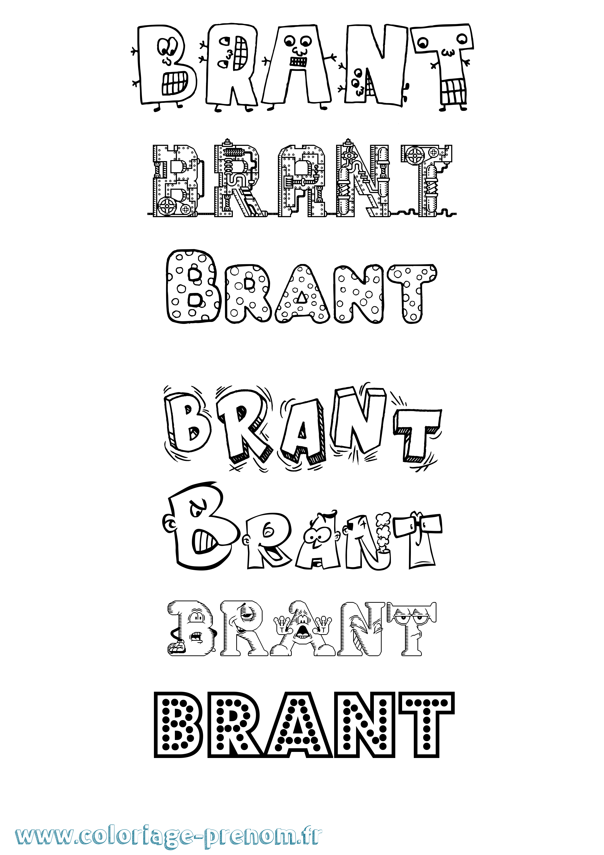 Coloriage prénom Brant Fun