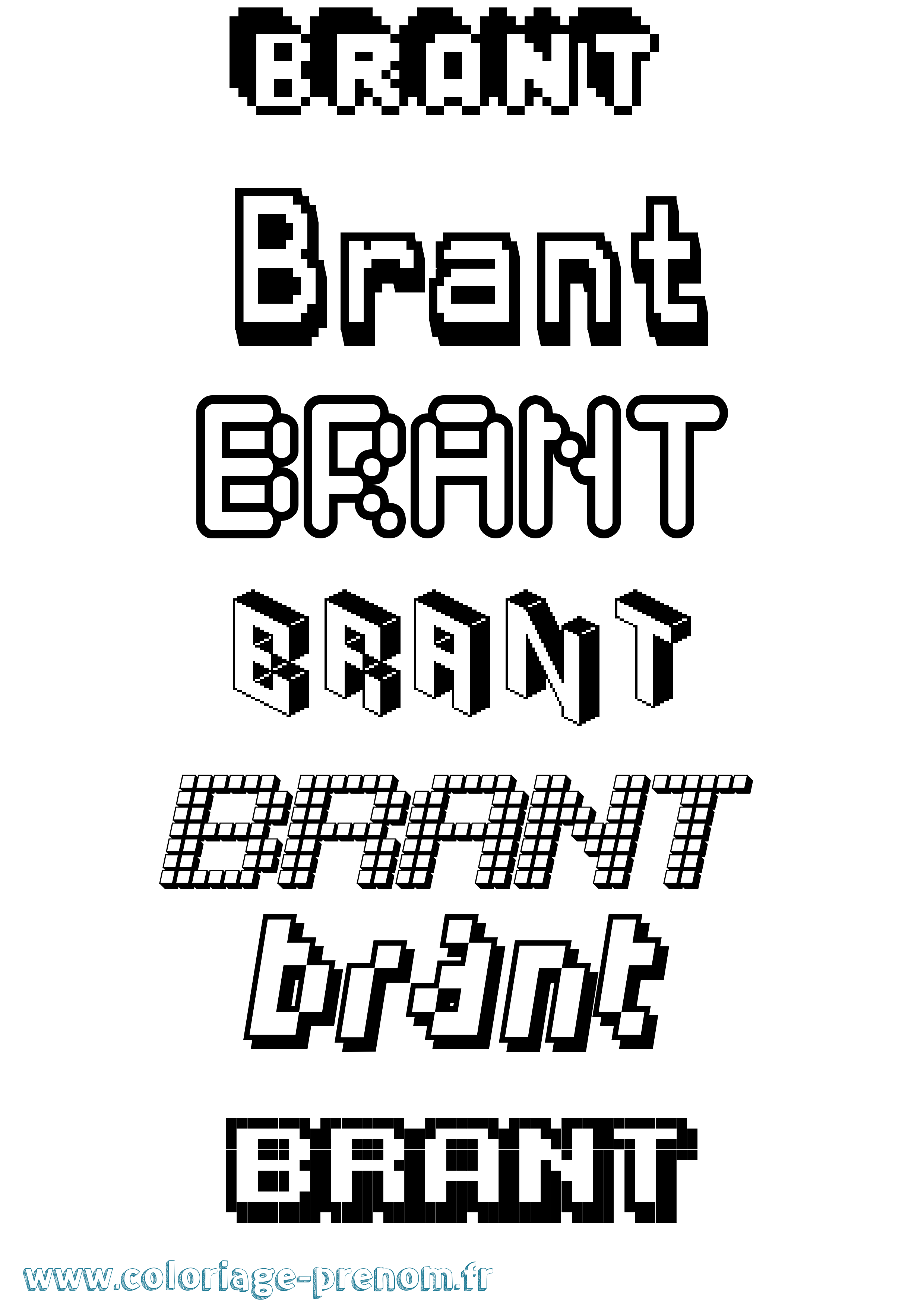 Coloriage prénom Brant Pixel