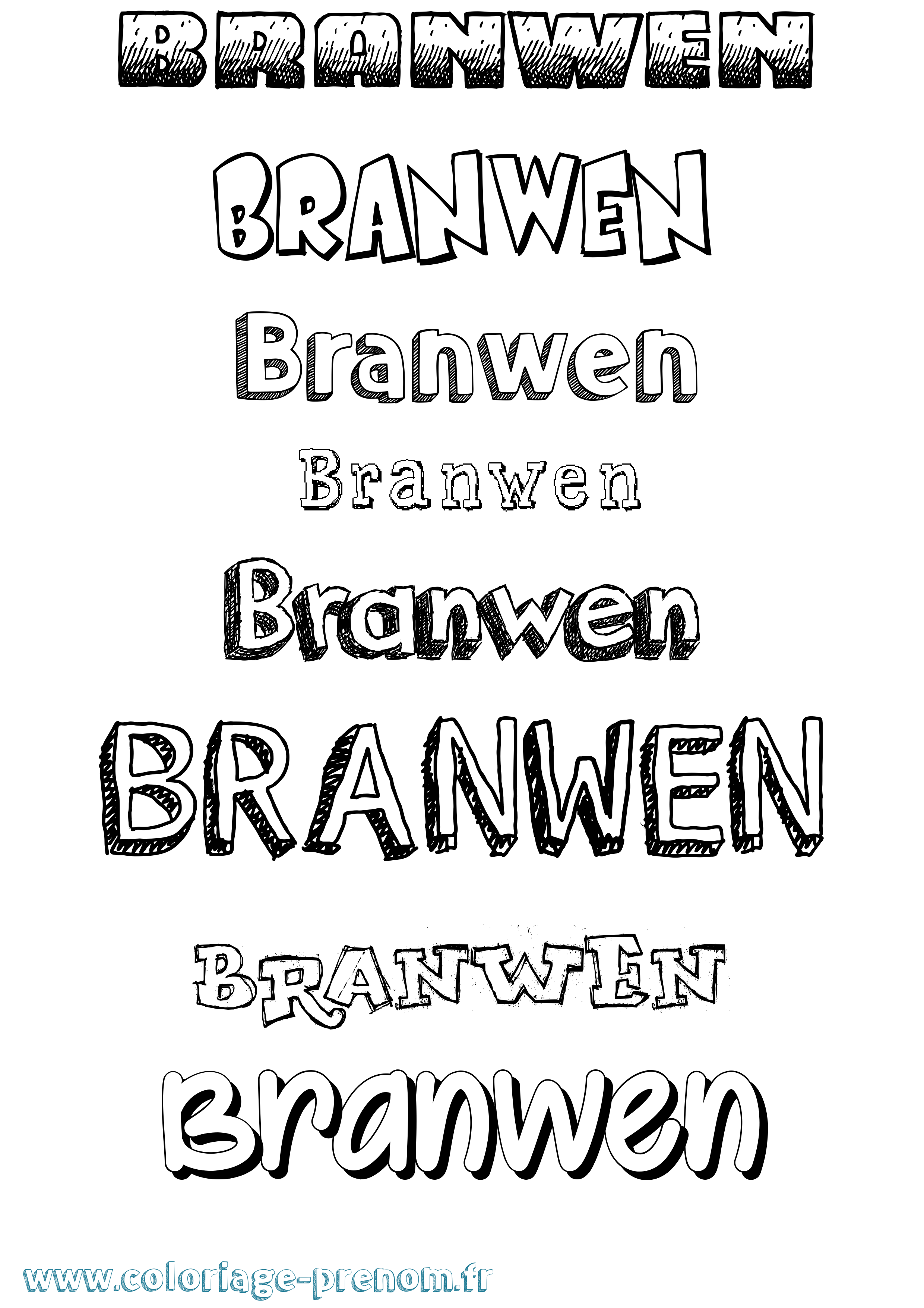 Coloriage prénom Branwen Dessiné