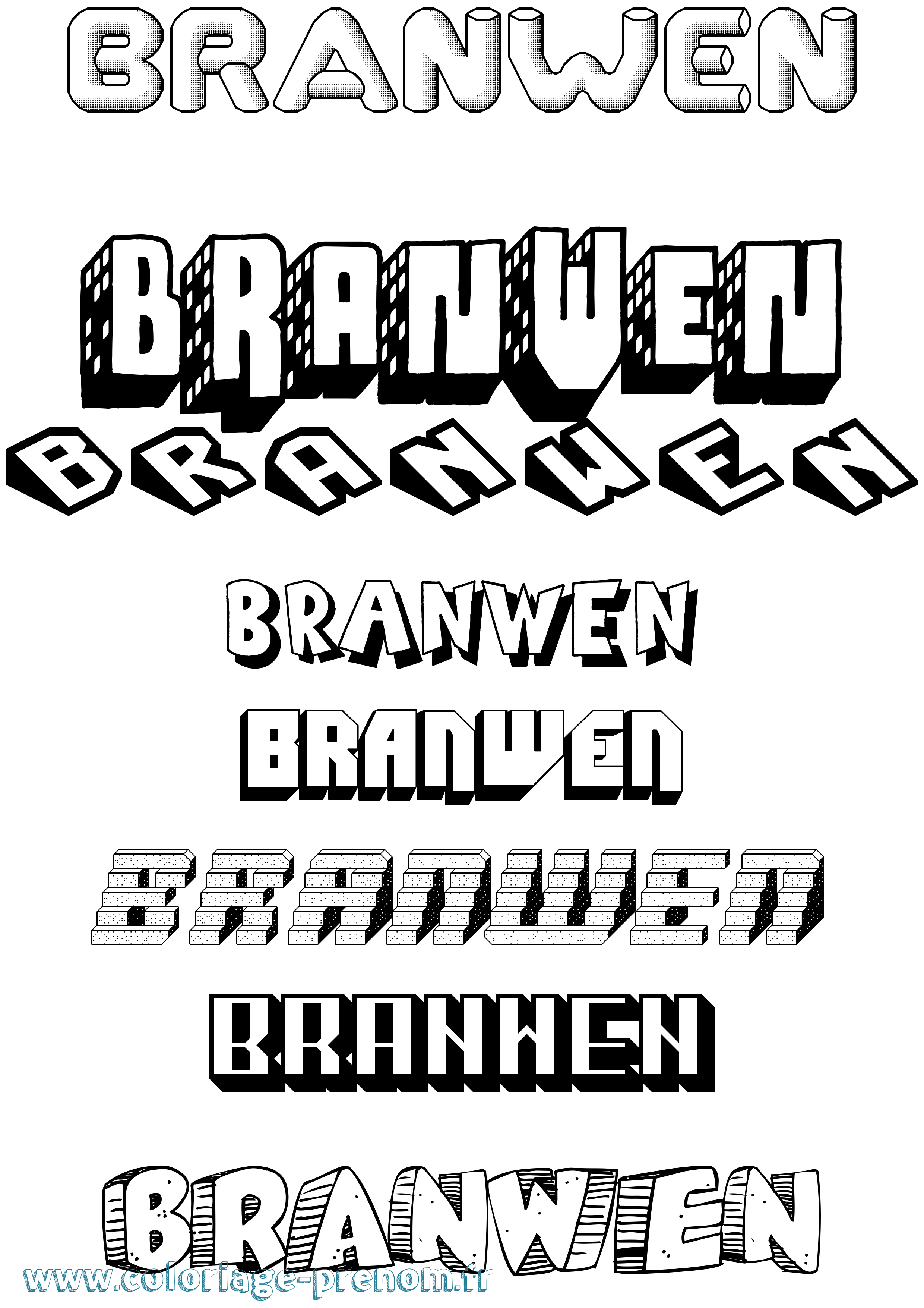 Coloriage prénom Branwen Effet 3D