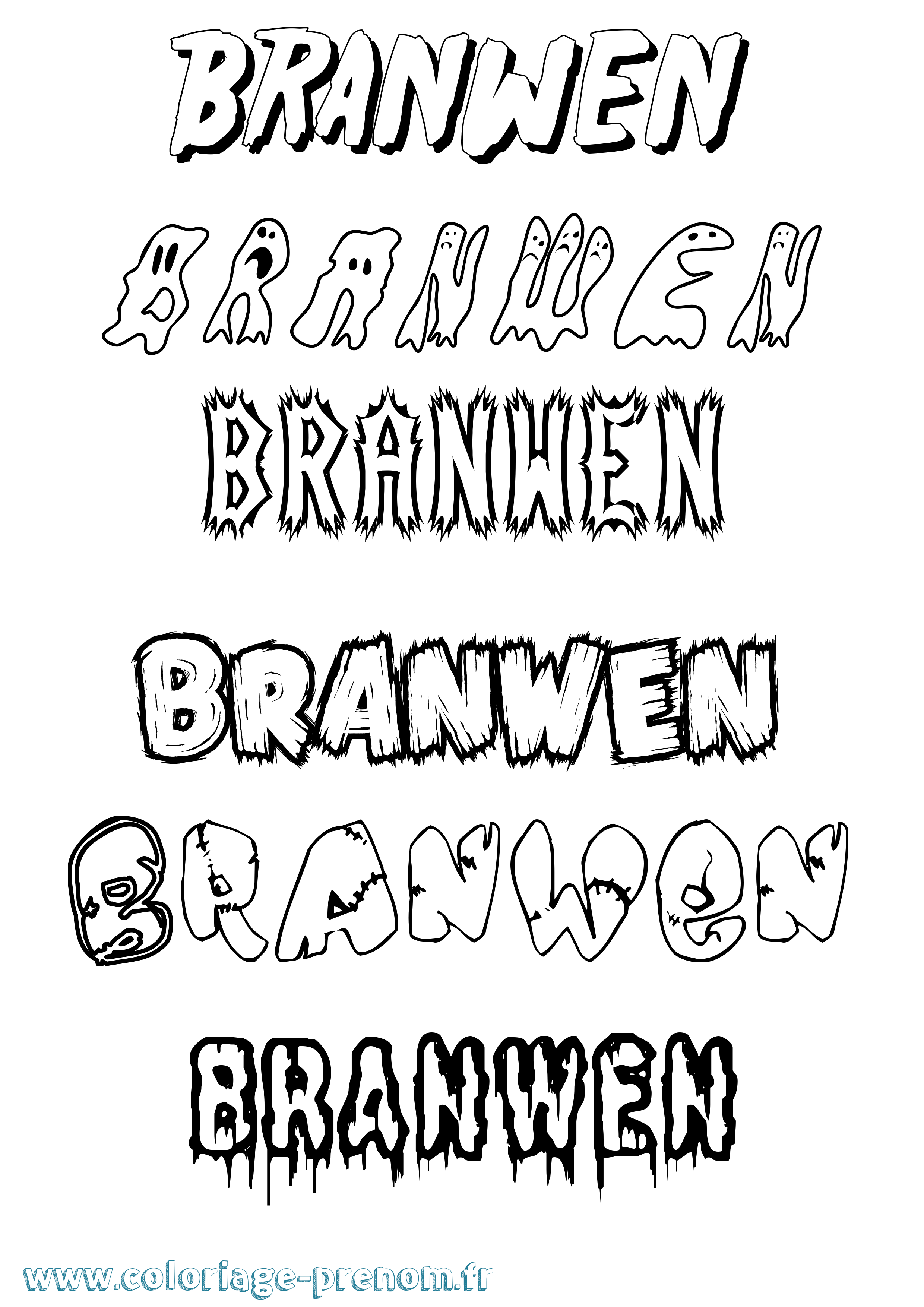 Coloriage prénom Branwen Frisson