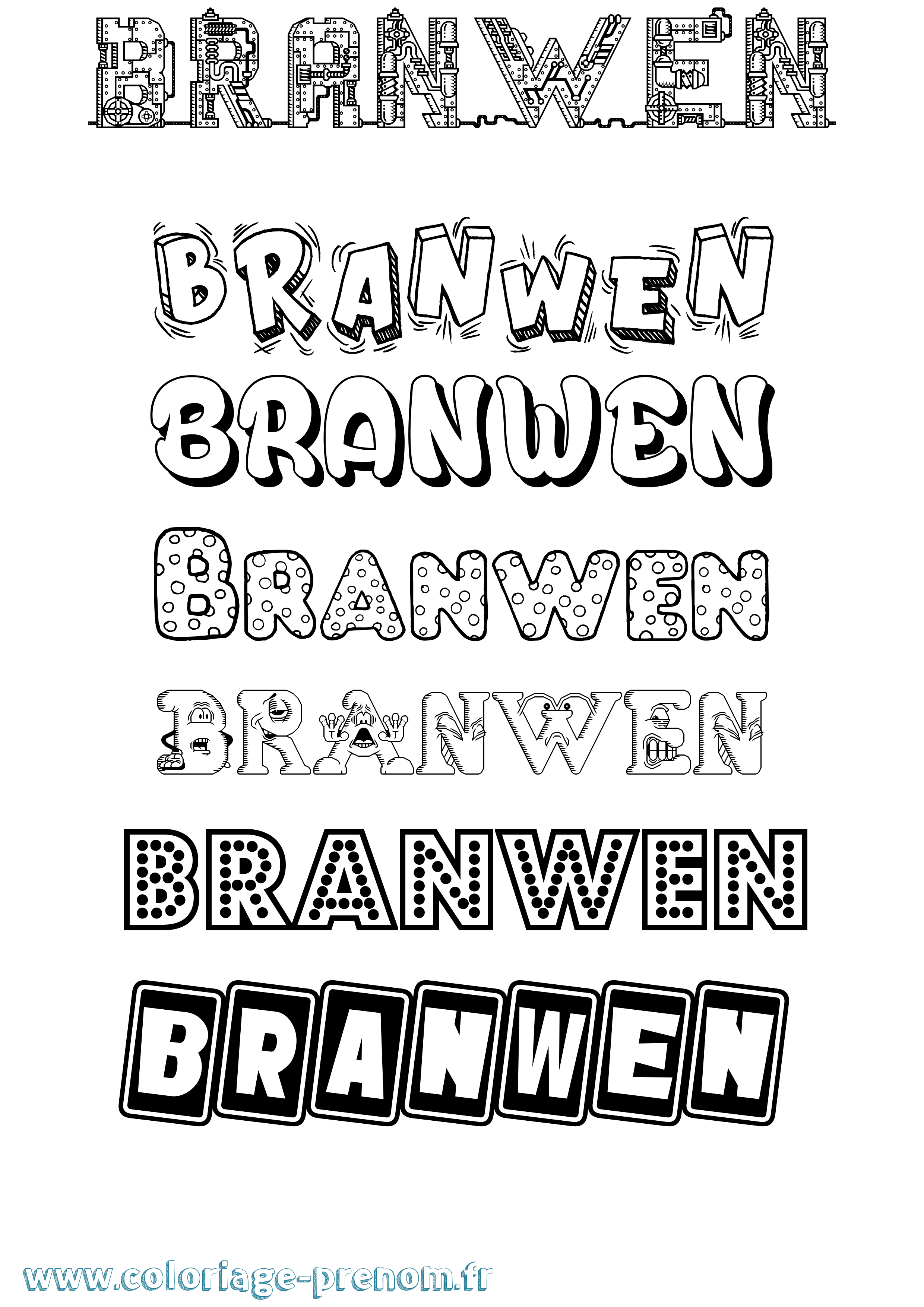 Coloriage prénom Branwen Fun
