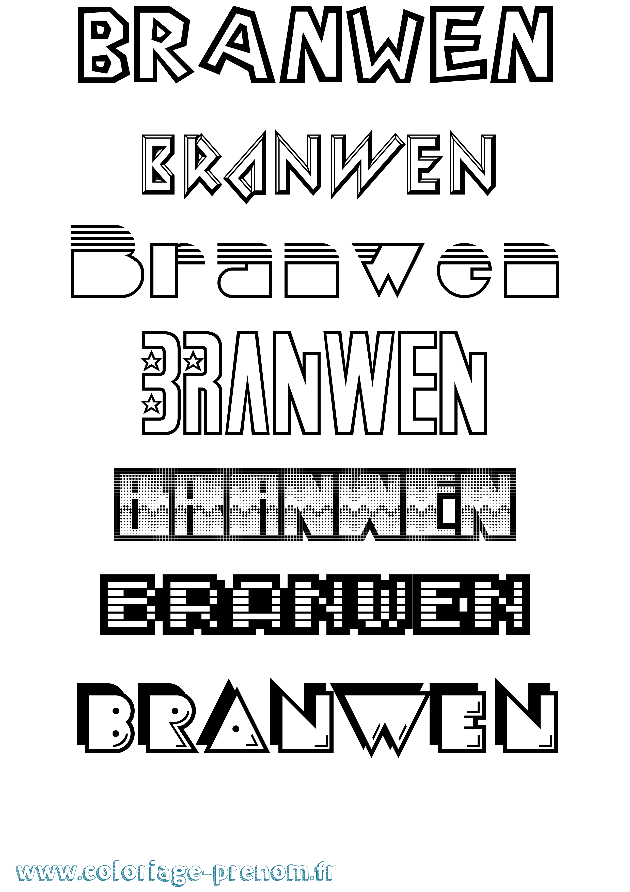 Coloriage prénom Branwen Jeux Vidéos
