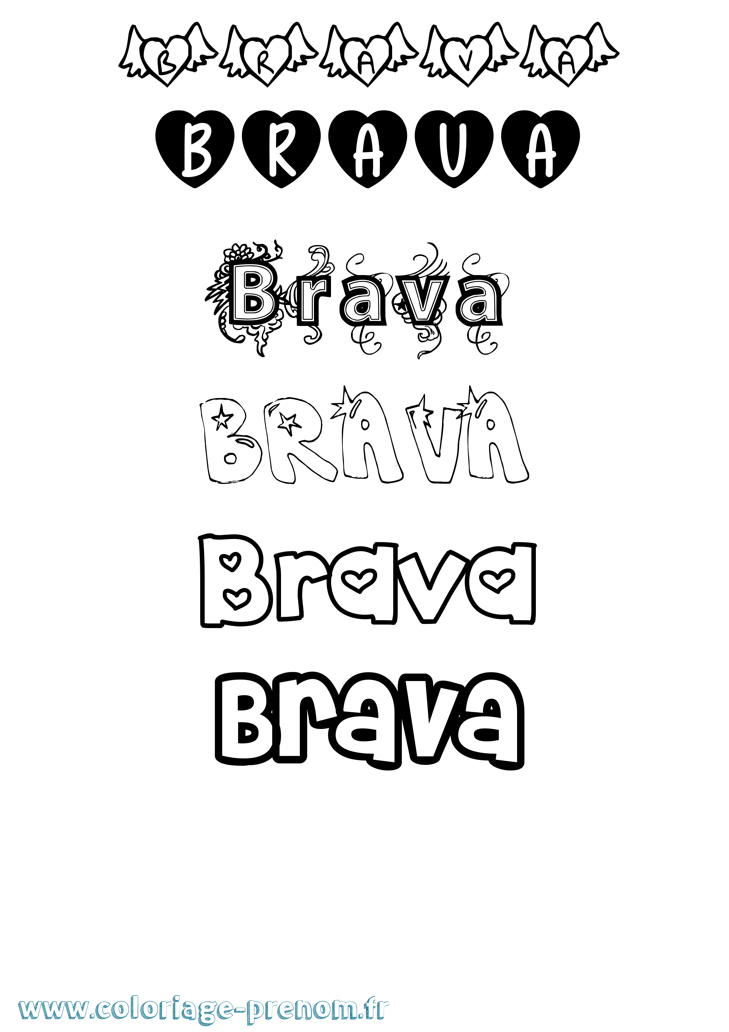 Coloriage prénom Brava Girly