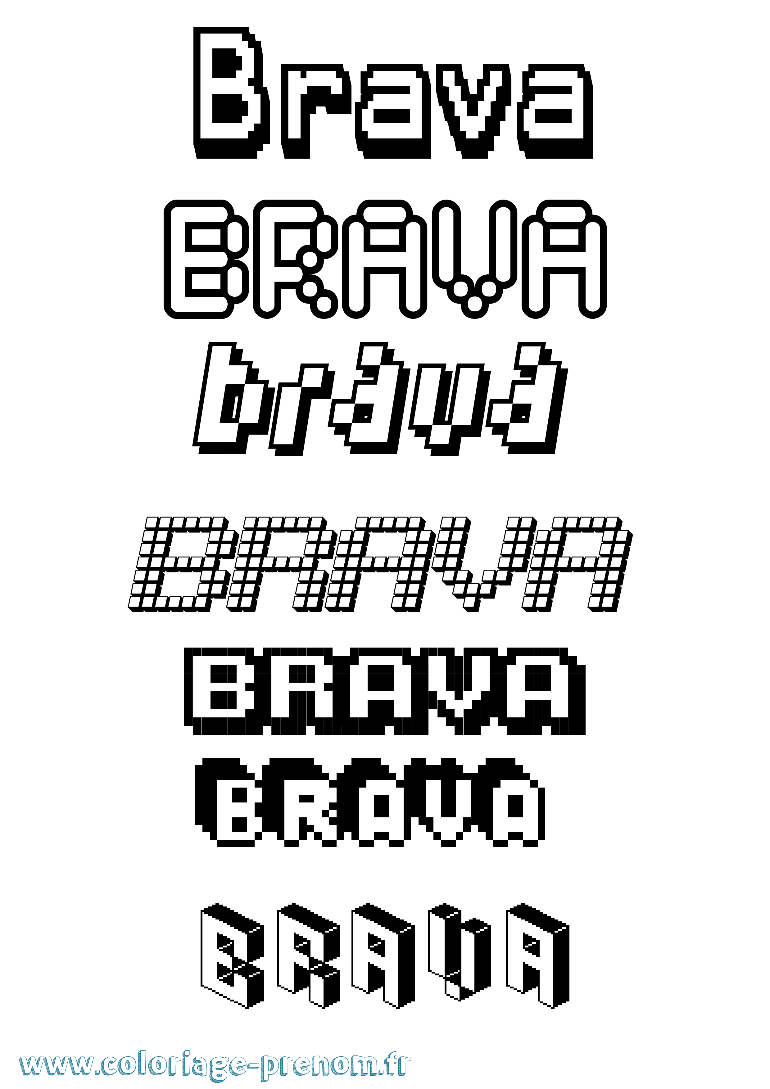 Coloriage prénom Brava Pixel
