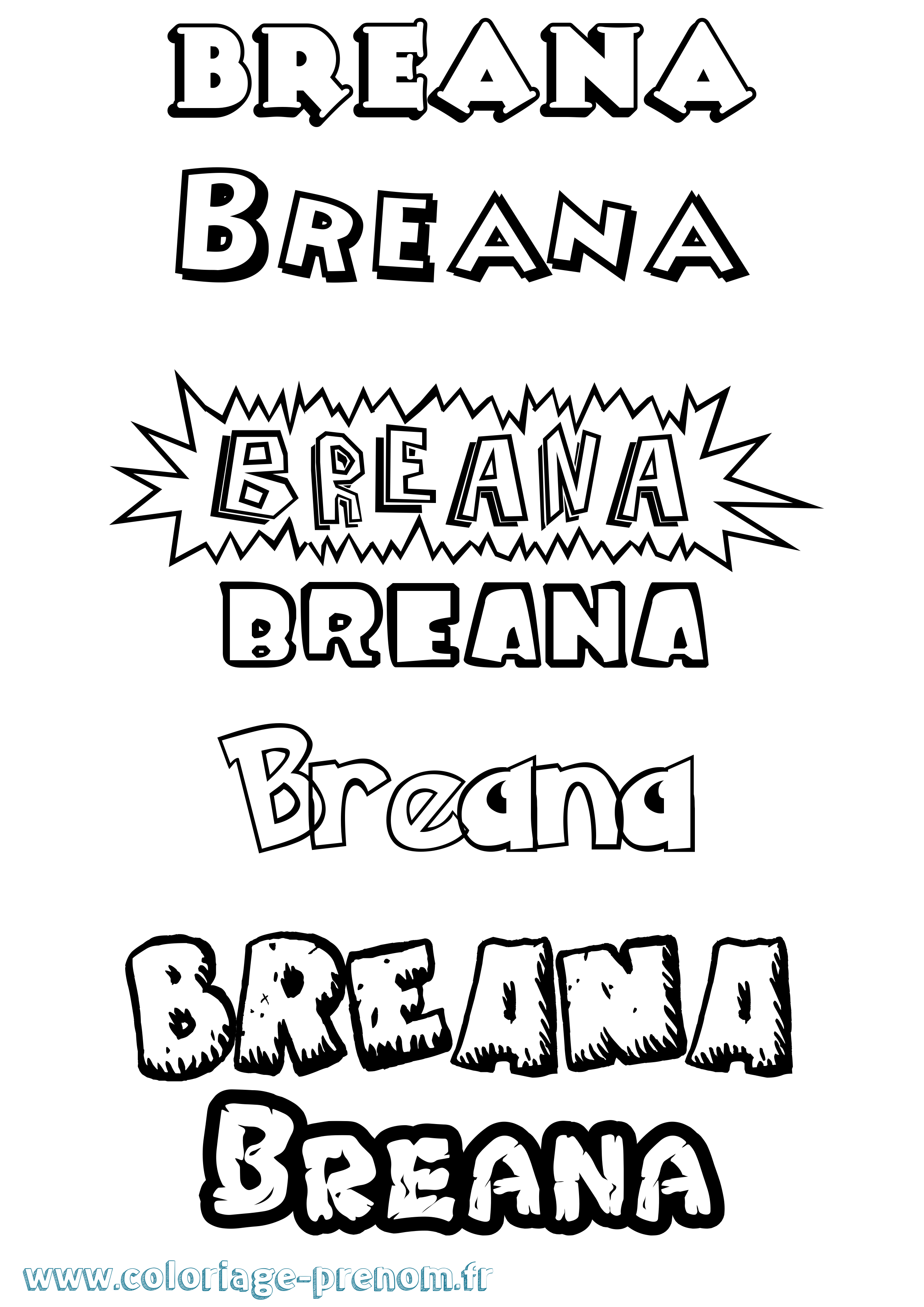 Coloriage prénom Breana Dessin Animé