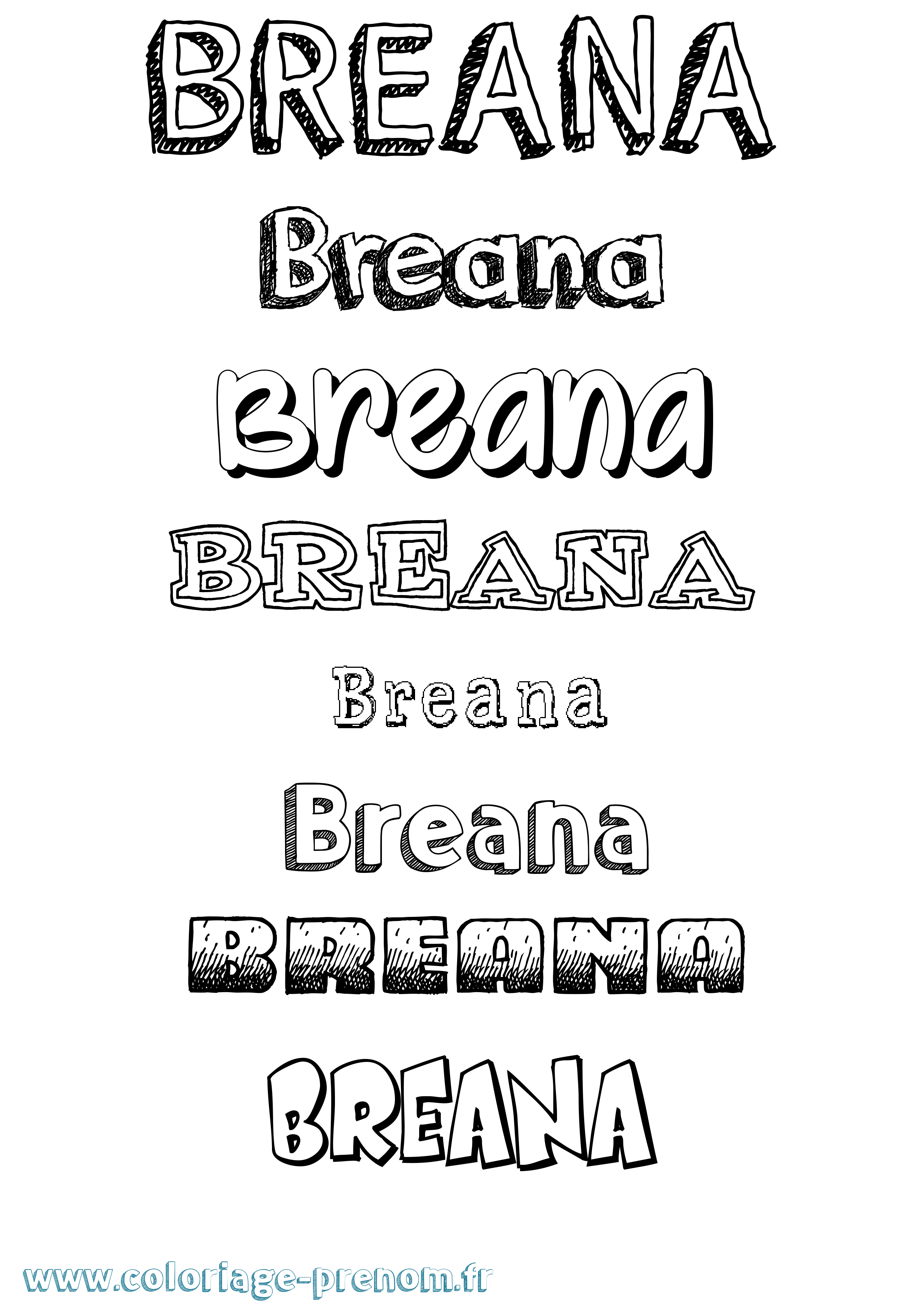 Coloriage prénom Breana Dessiné