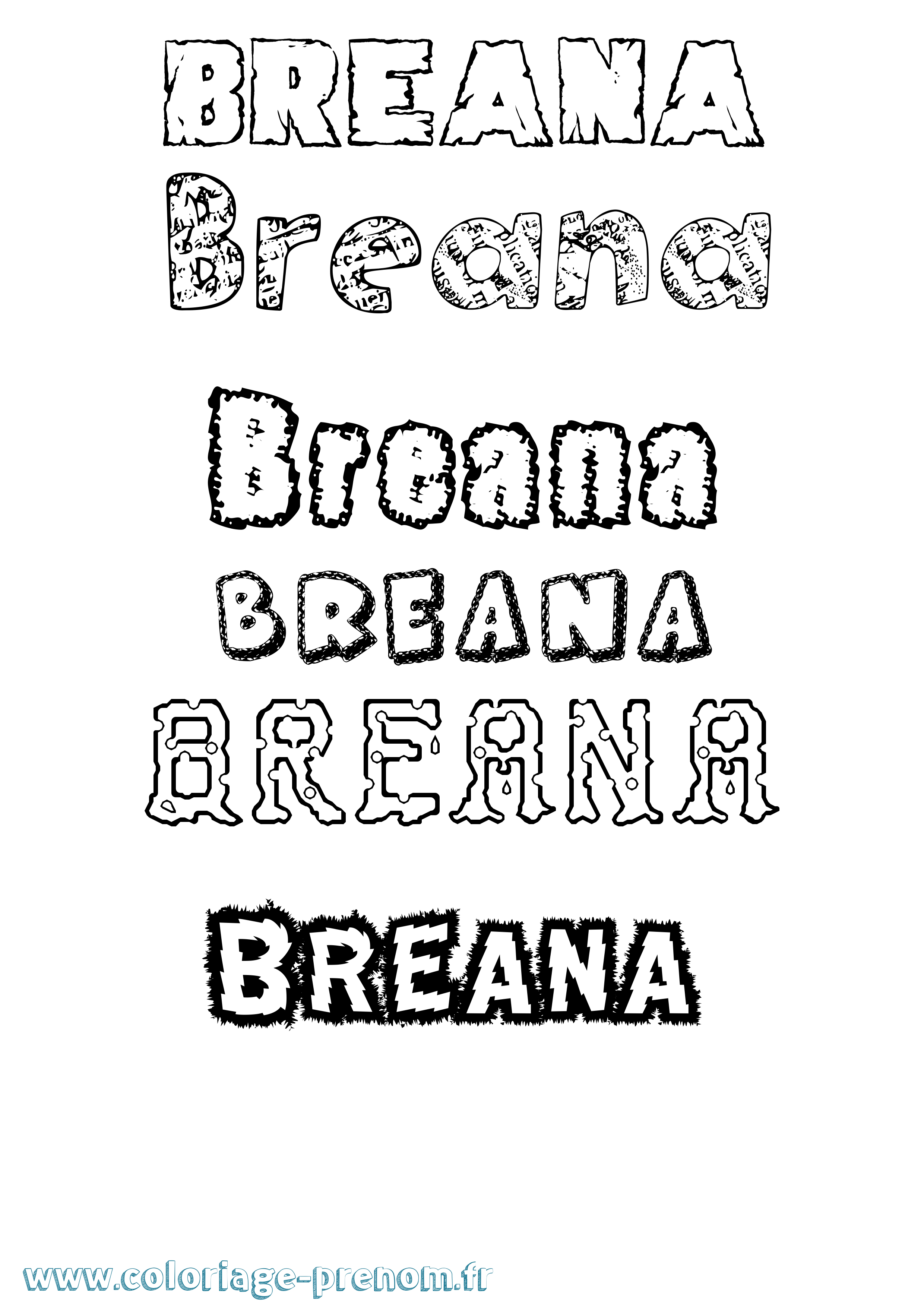 Coloriage prénom Breana Destructuré