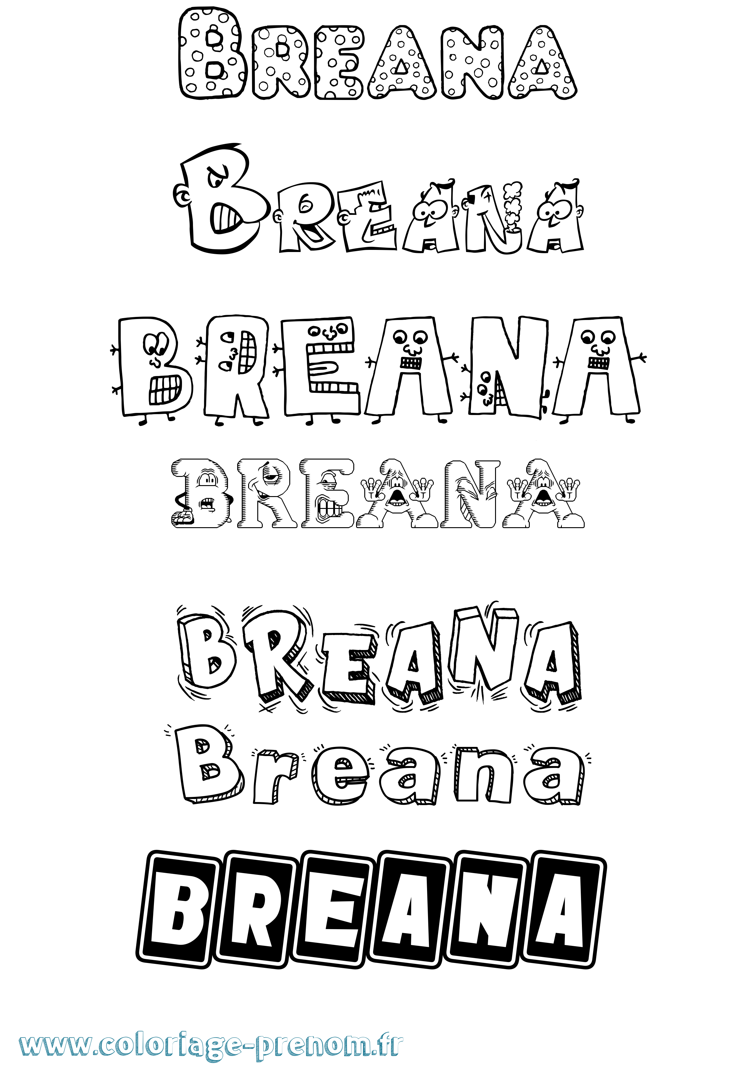 Coloriage prénom Breana Fun
