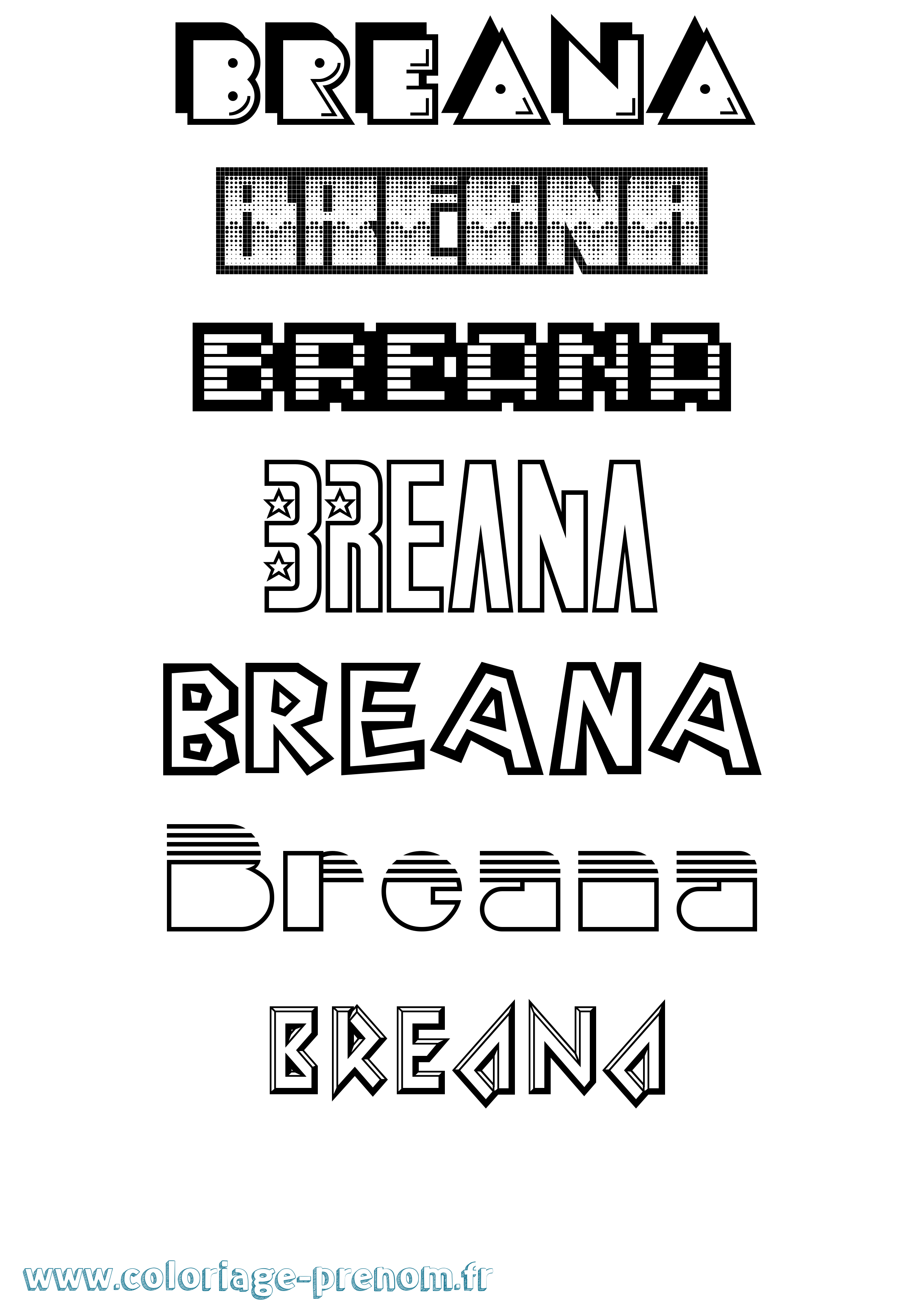 Coloriage prénom Breana Jeux Vidéos