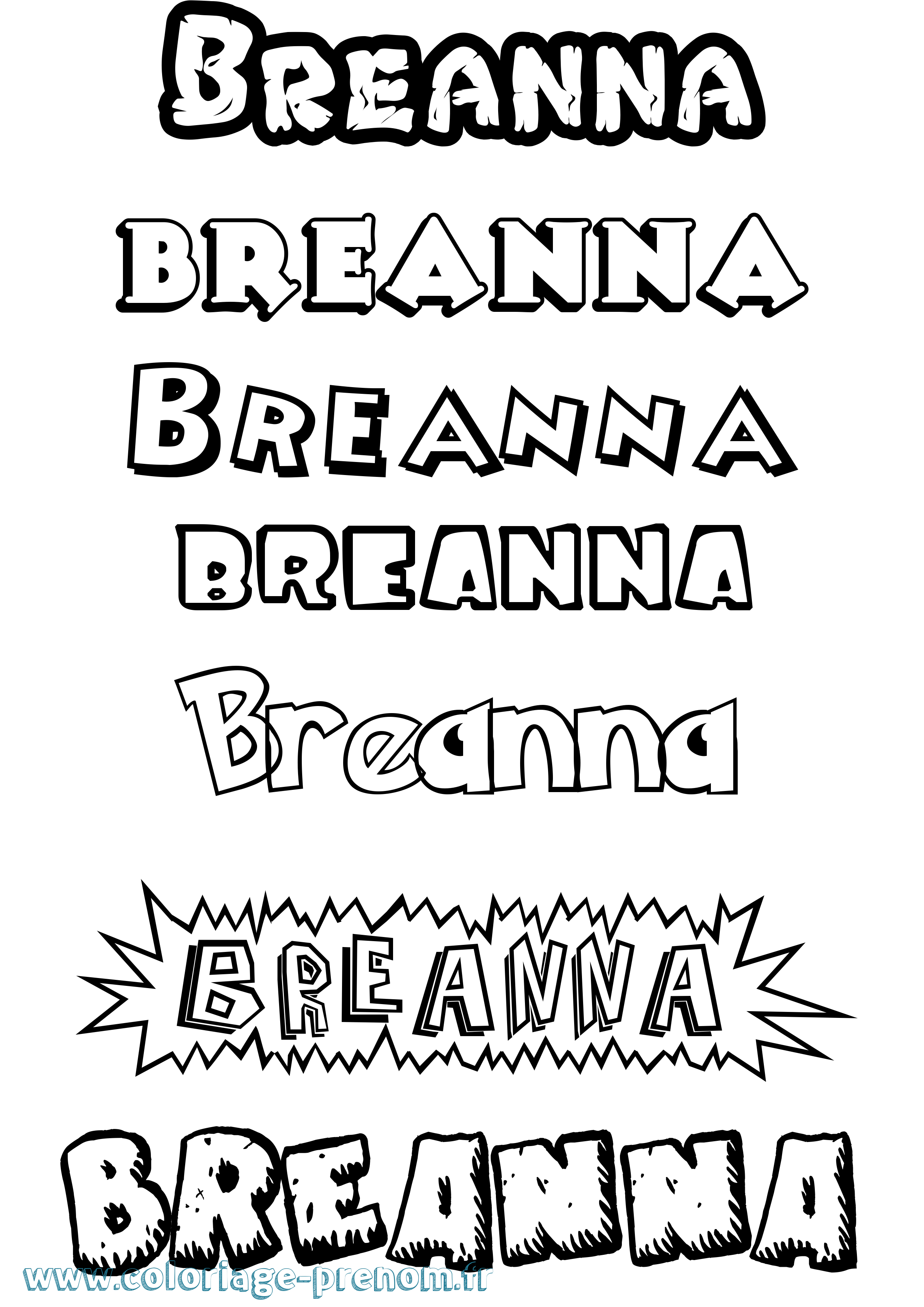 Coloriage prénom Breanna Dessin Animé
