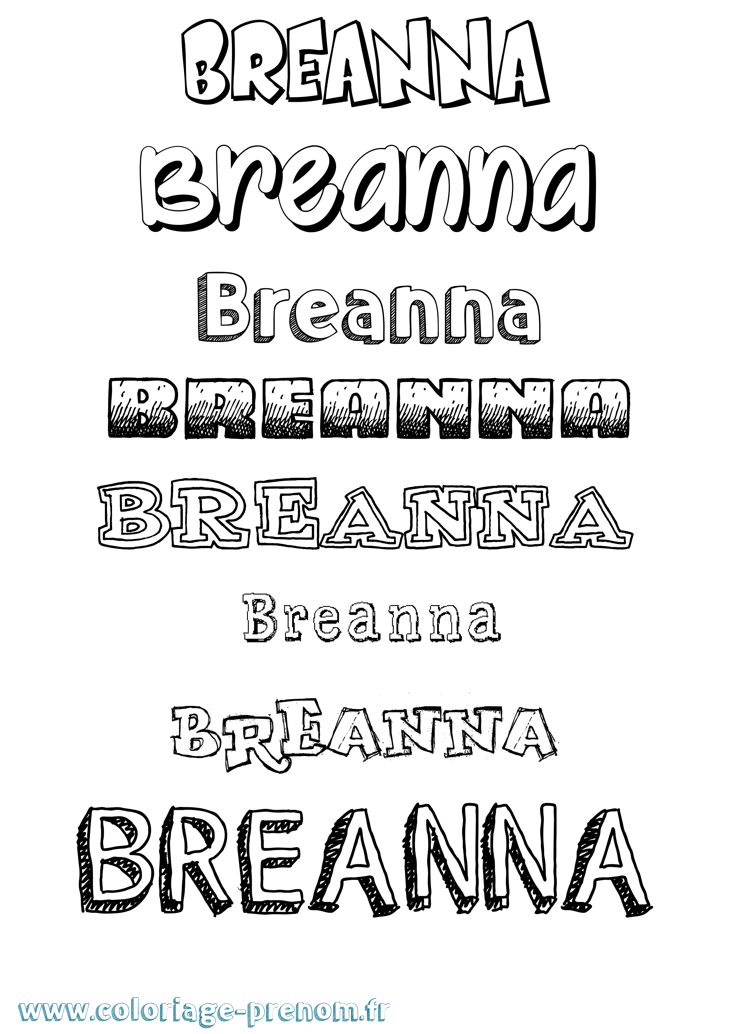Coloriage prénom Breanna Dessiné
