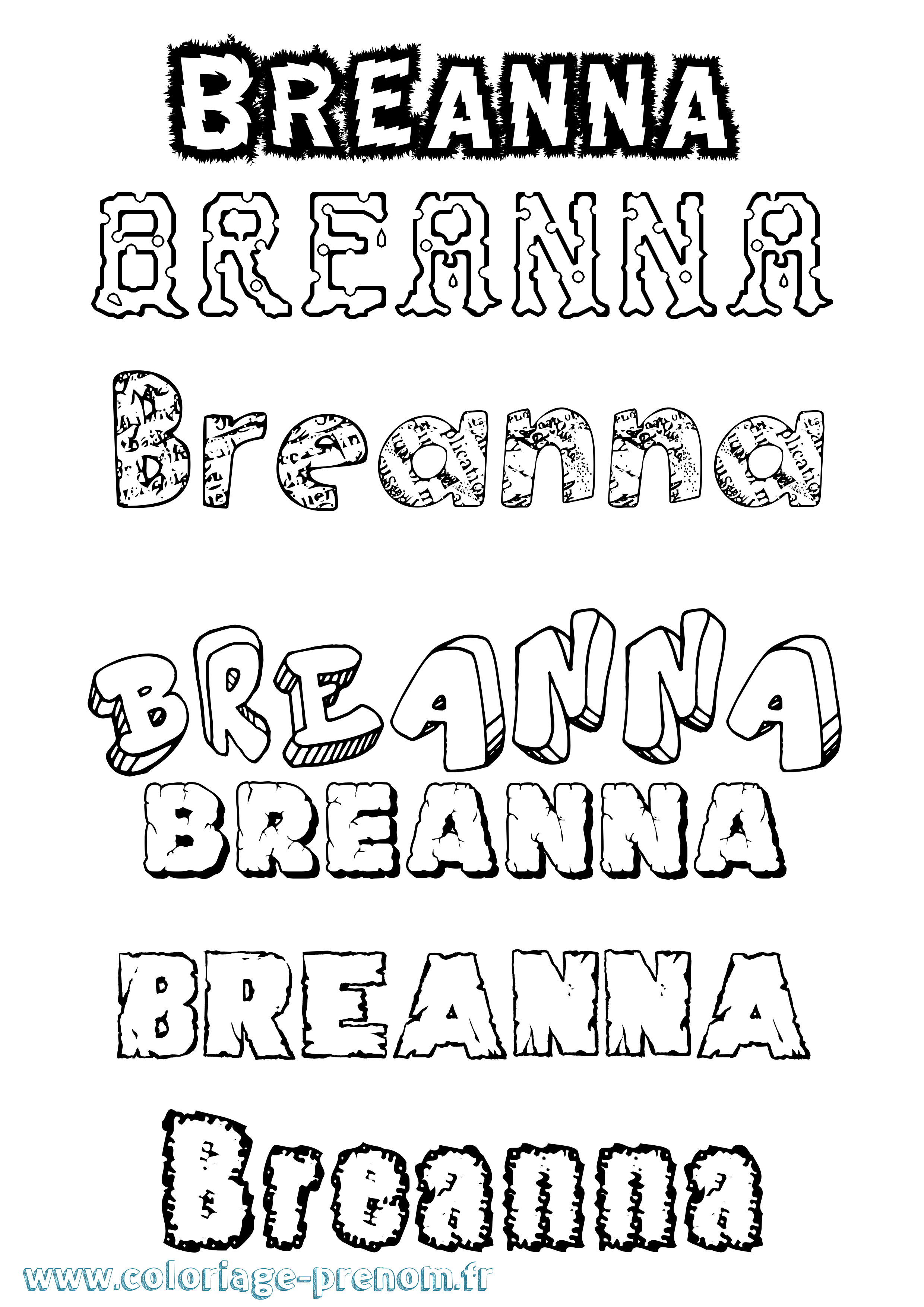 Coloriage prénom Breanna Destructuré