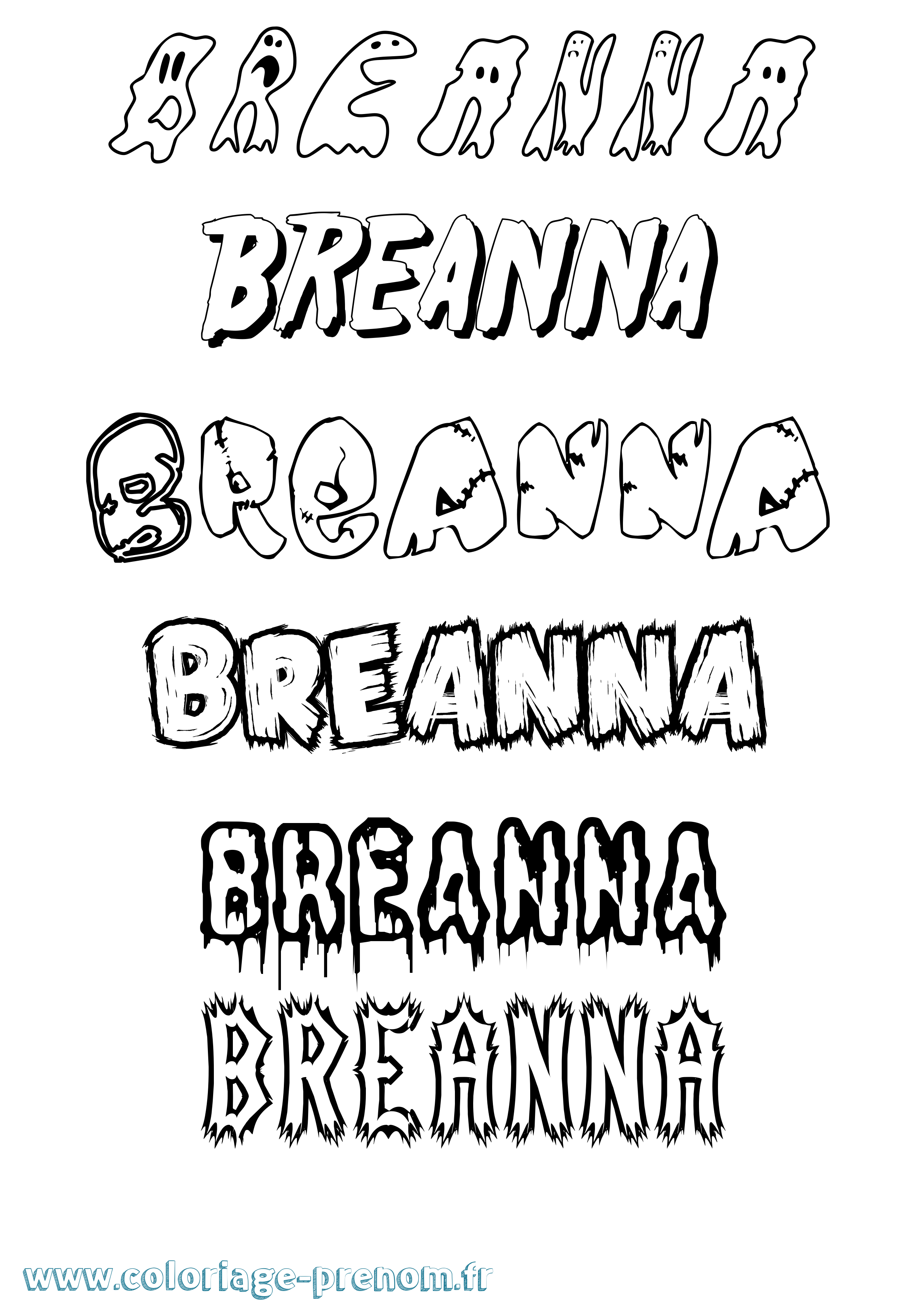 Coloriage prénom Breanna Frisson