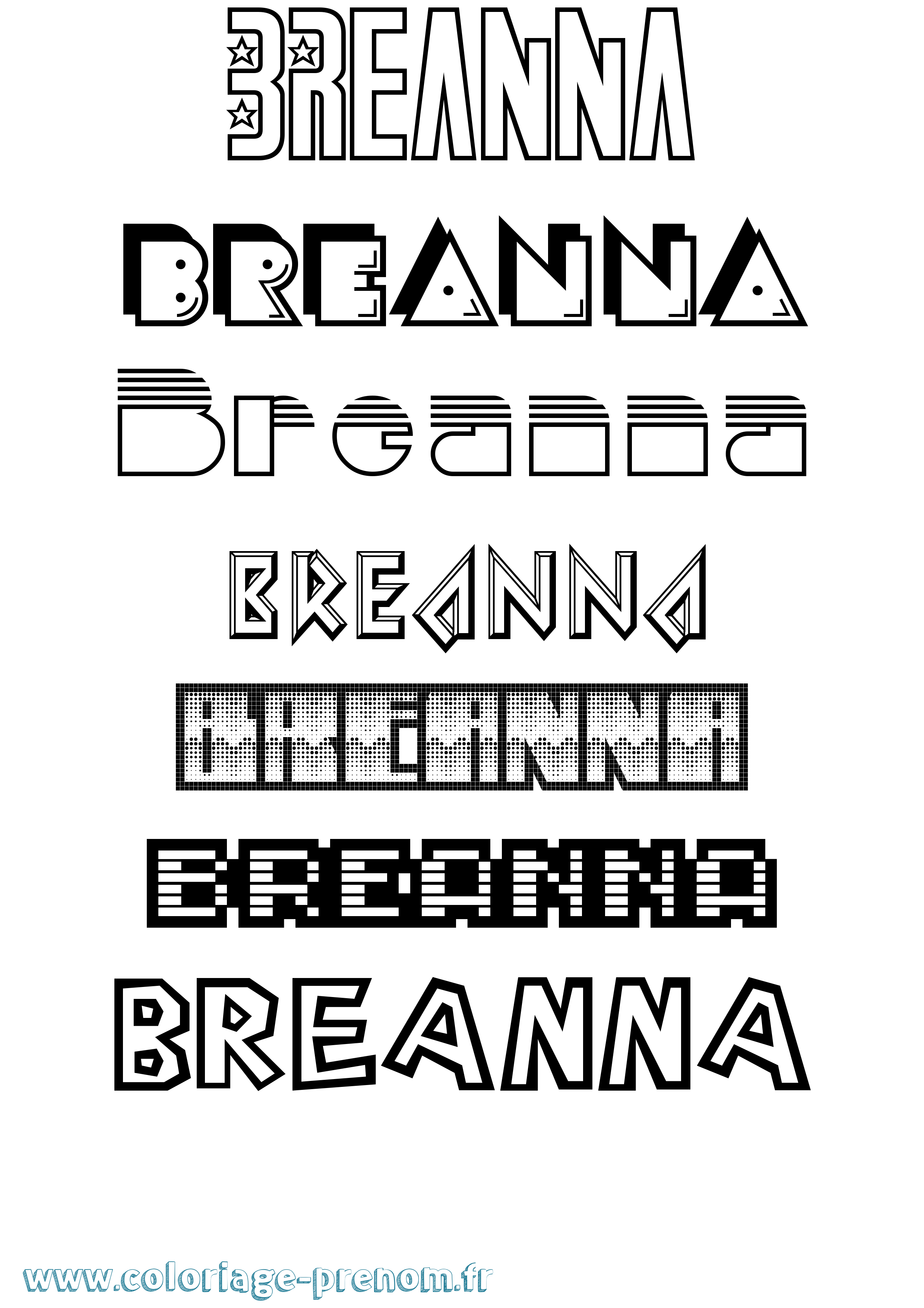 Coloriage prénom Breanna Jeux Vidéos