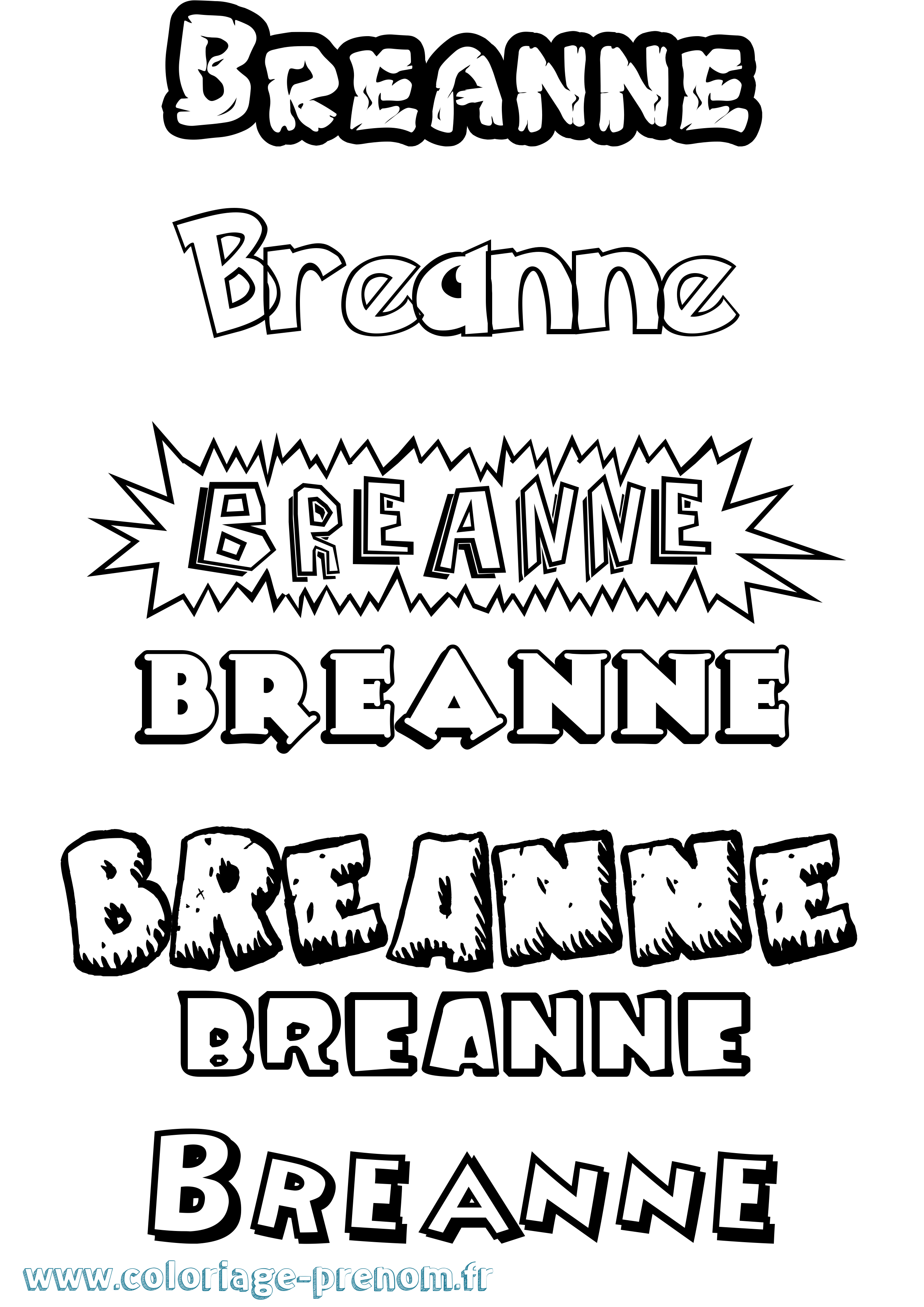 Coloriage prénom Breanne Dessin Animé