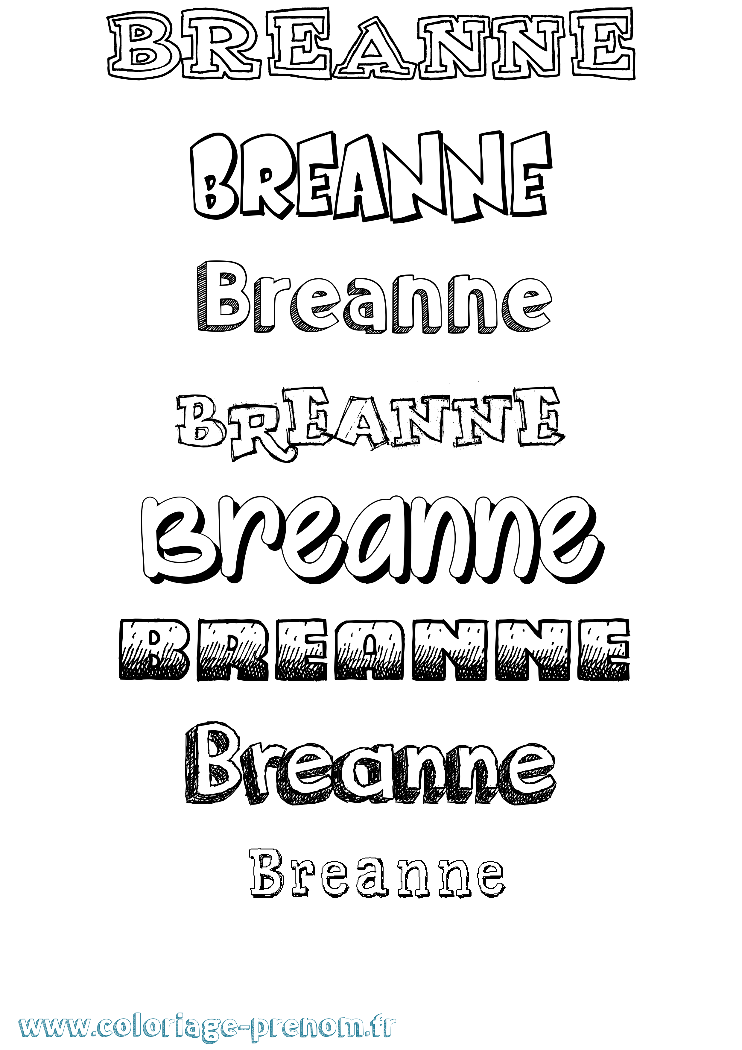 Coloriage prénom Breanne Dessiné