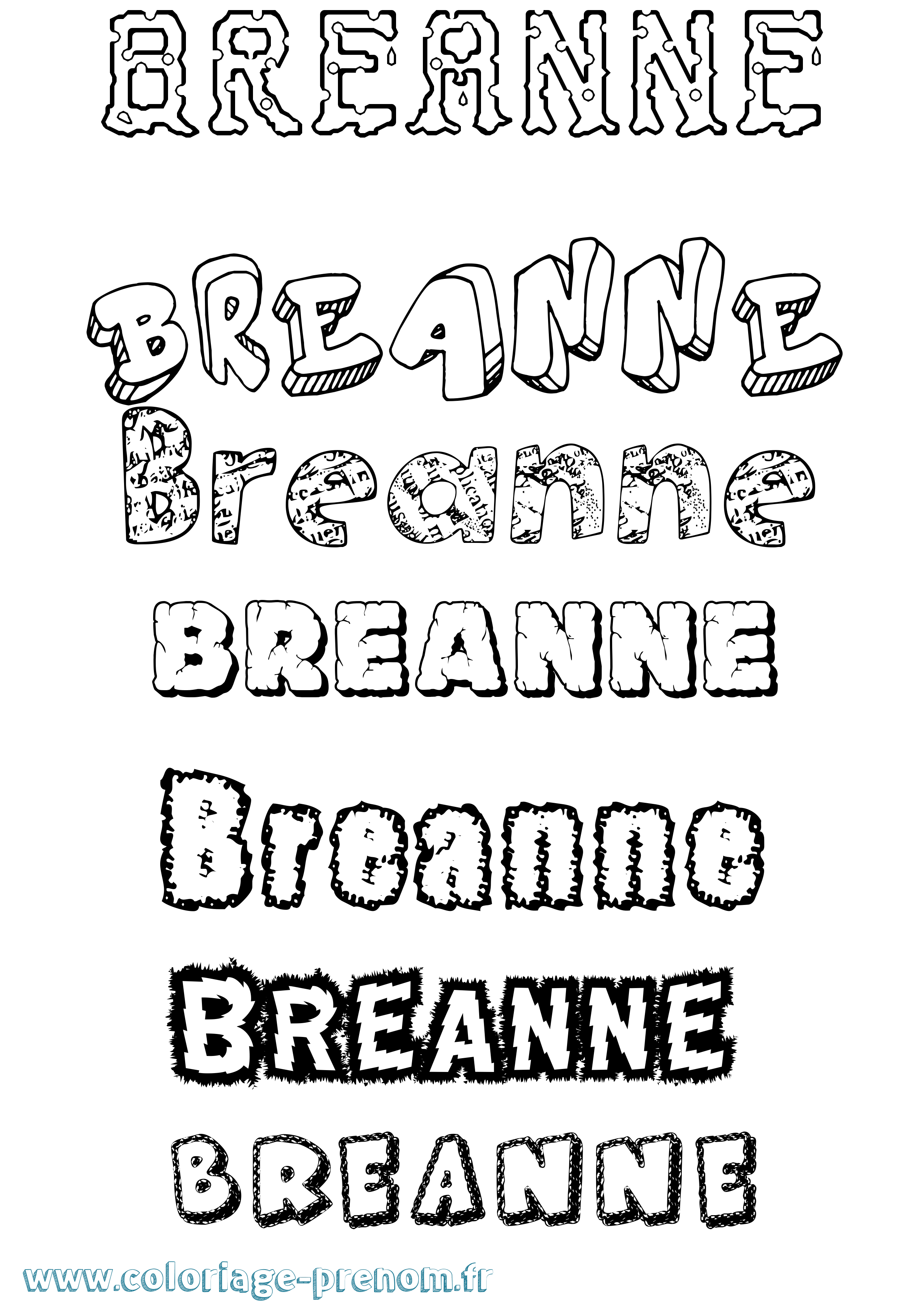 Coloriage prénom Breanne Destructuré