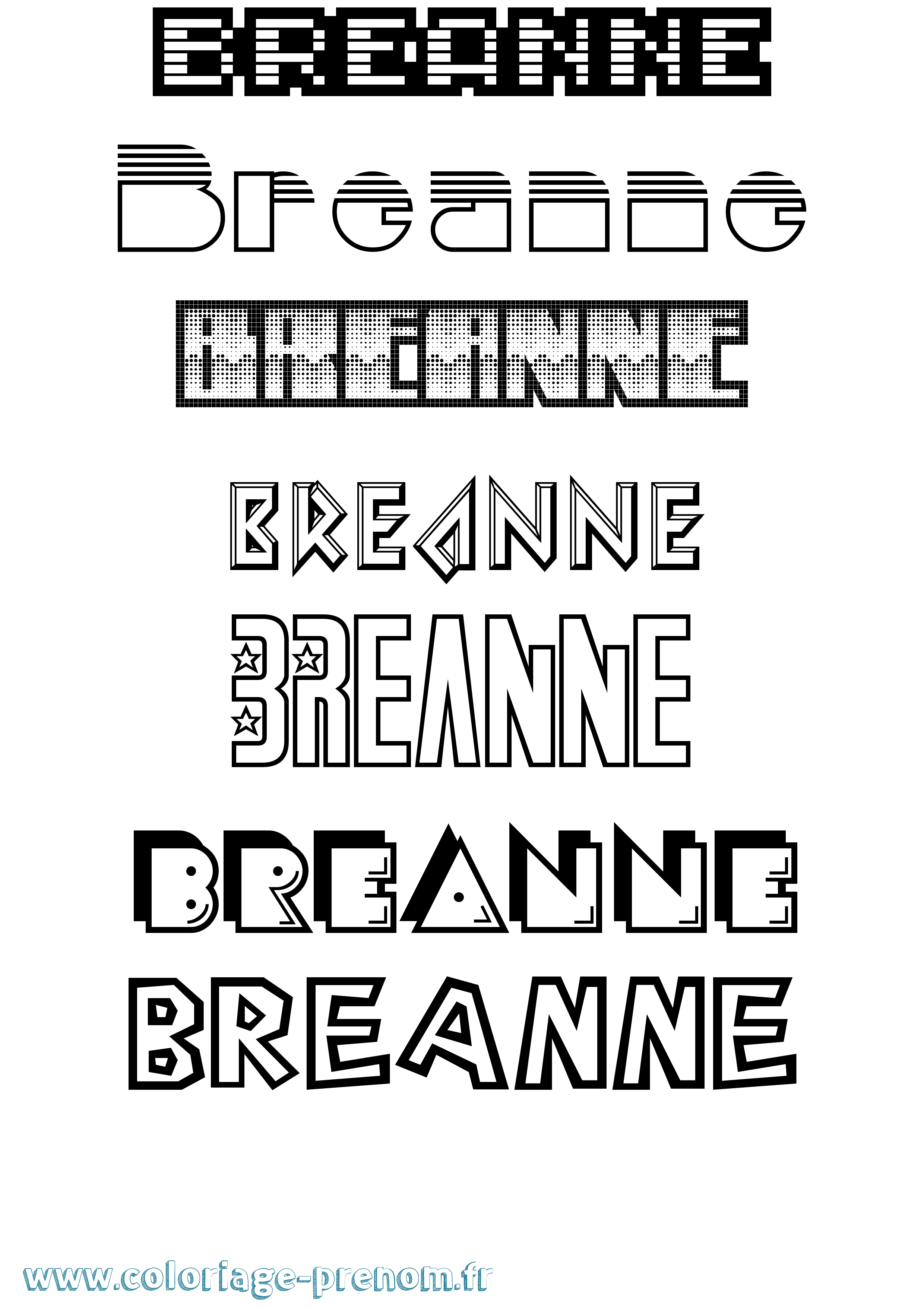 Coloriage prénom Breanne Jeux Vidéos