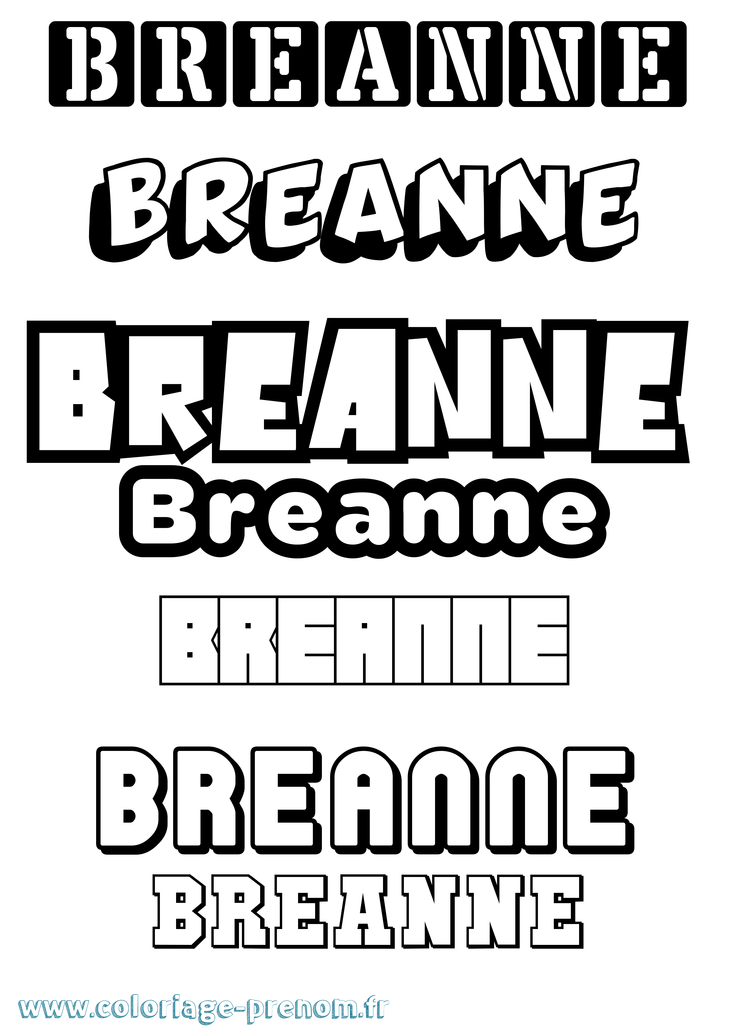 Coloriage prénom Breanne Simple
