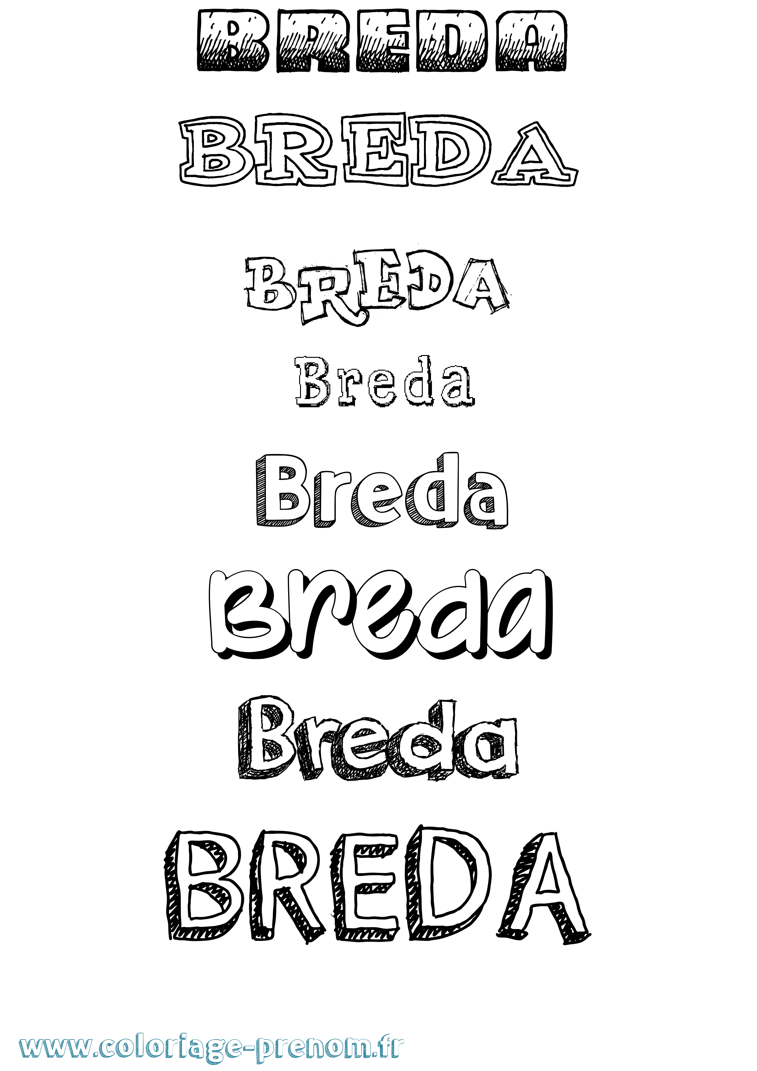 Coloriage prénom Breda Dessiné