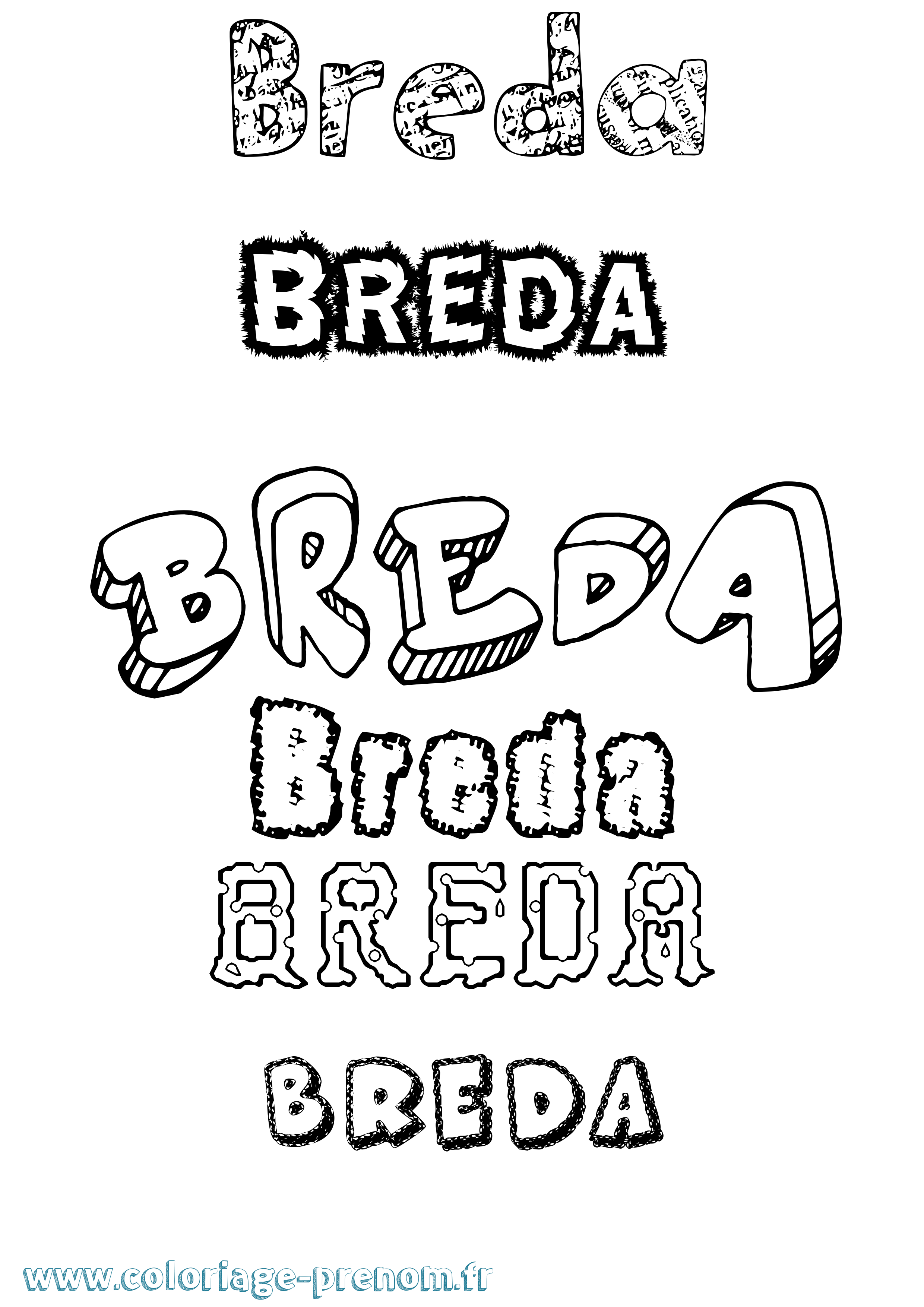 Coloriage prénom Breda Destructuré