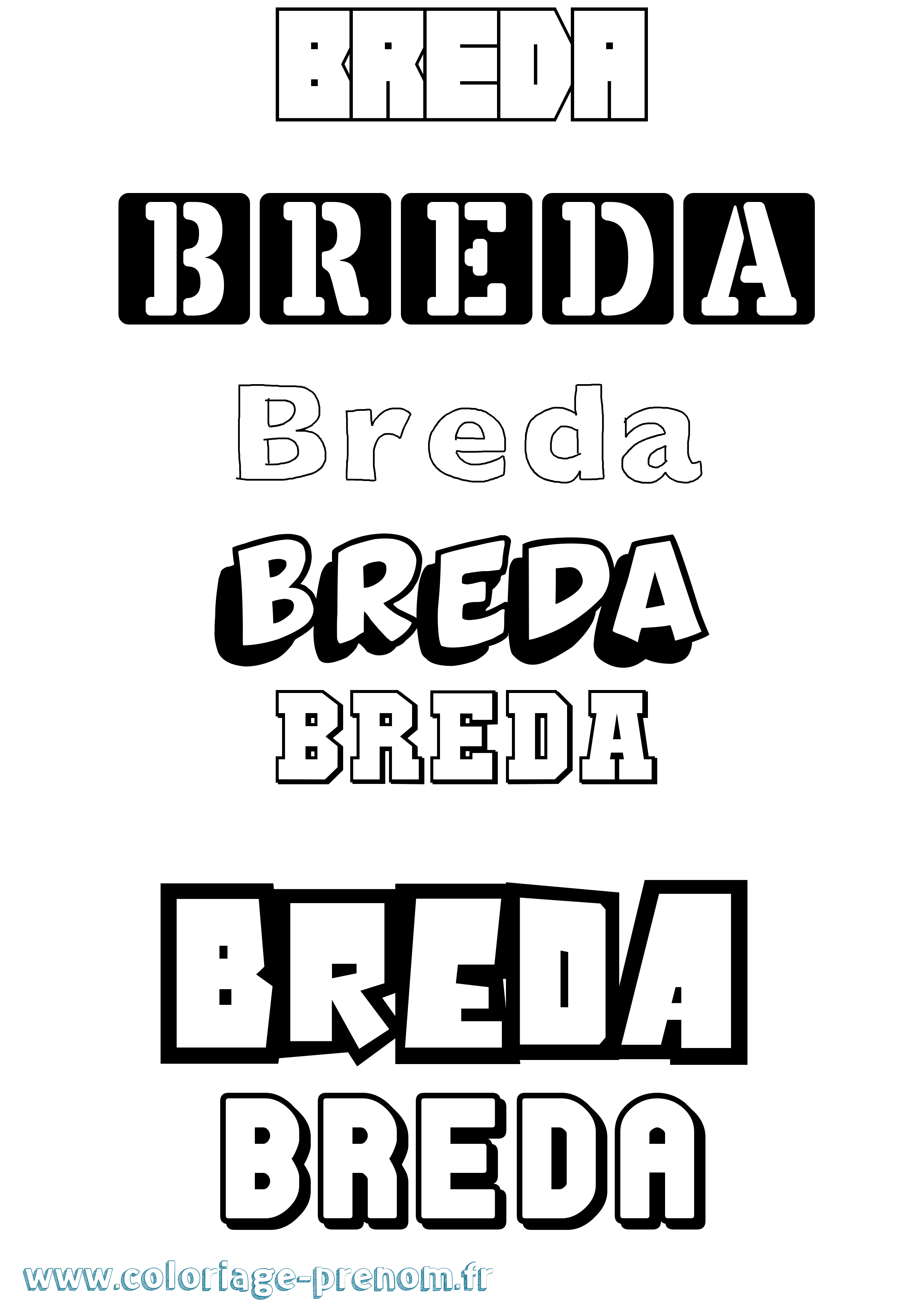 Coloriage prénom Breda Simple