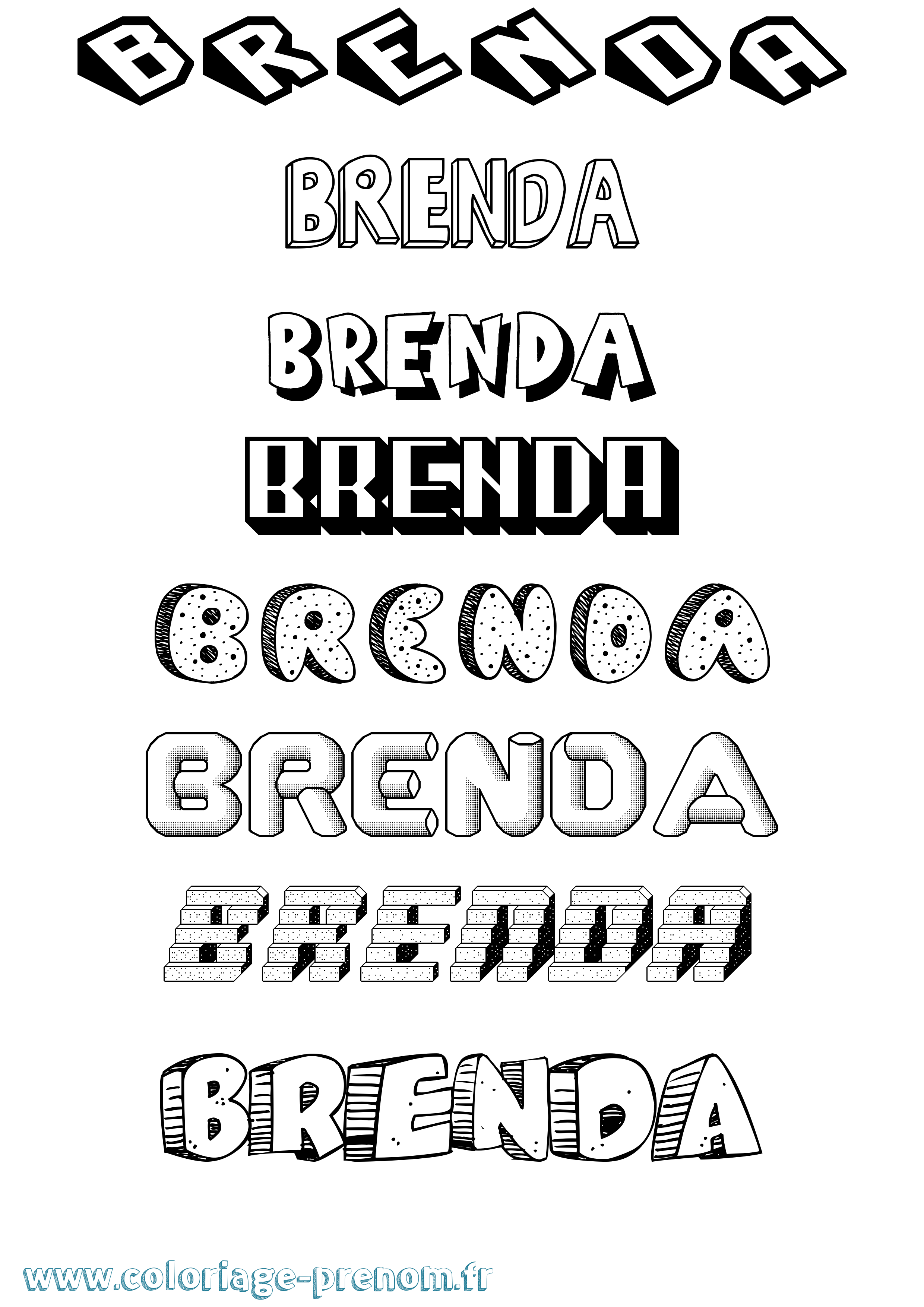 Coloriage prénom Brenda Effet 3D