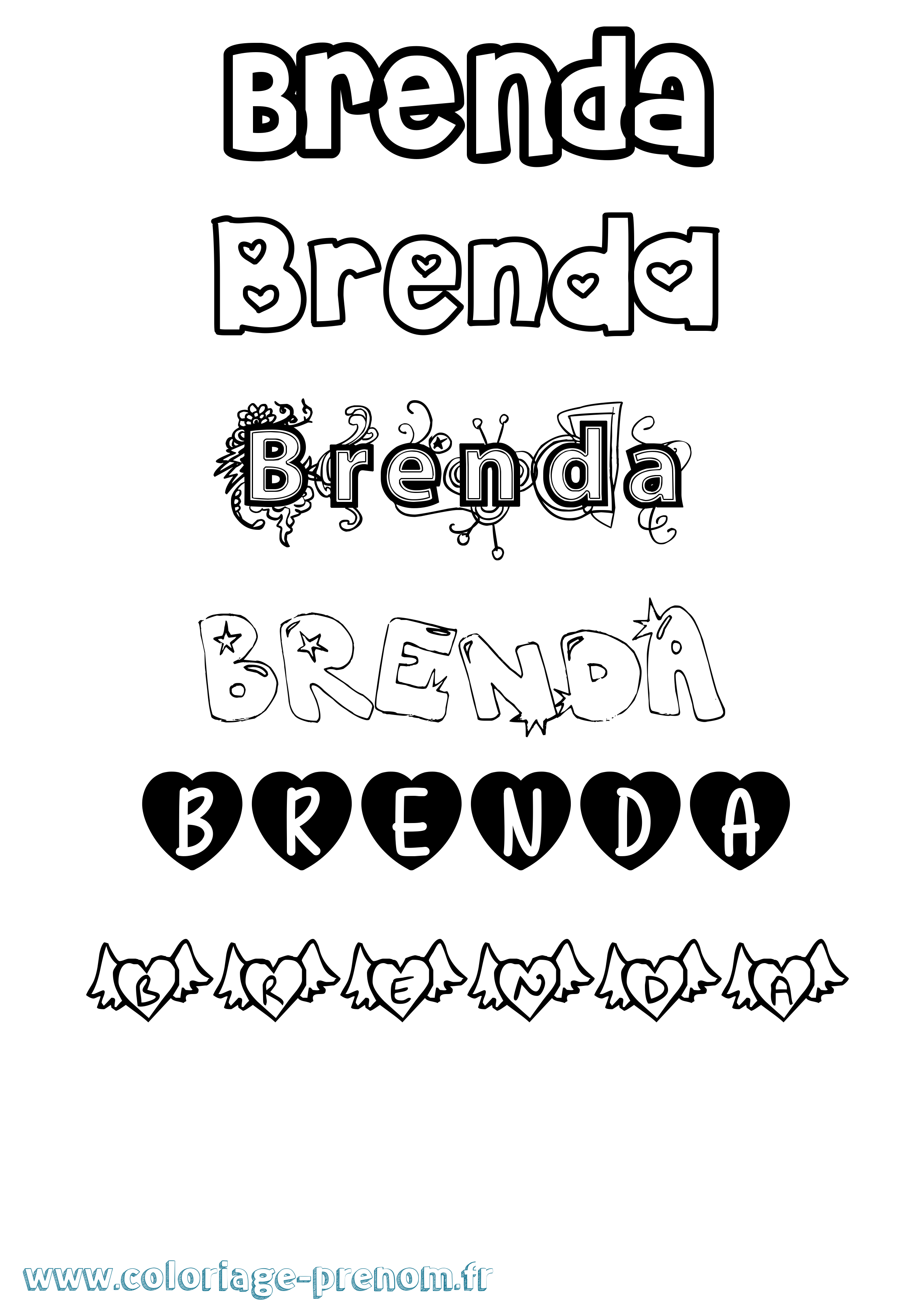 Coloriage prénom Brenda Girly