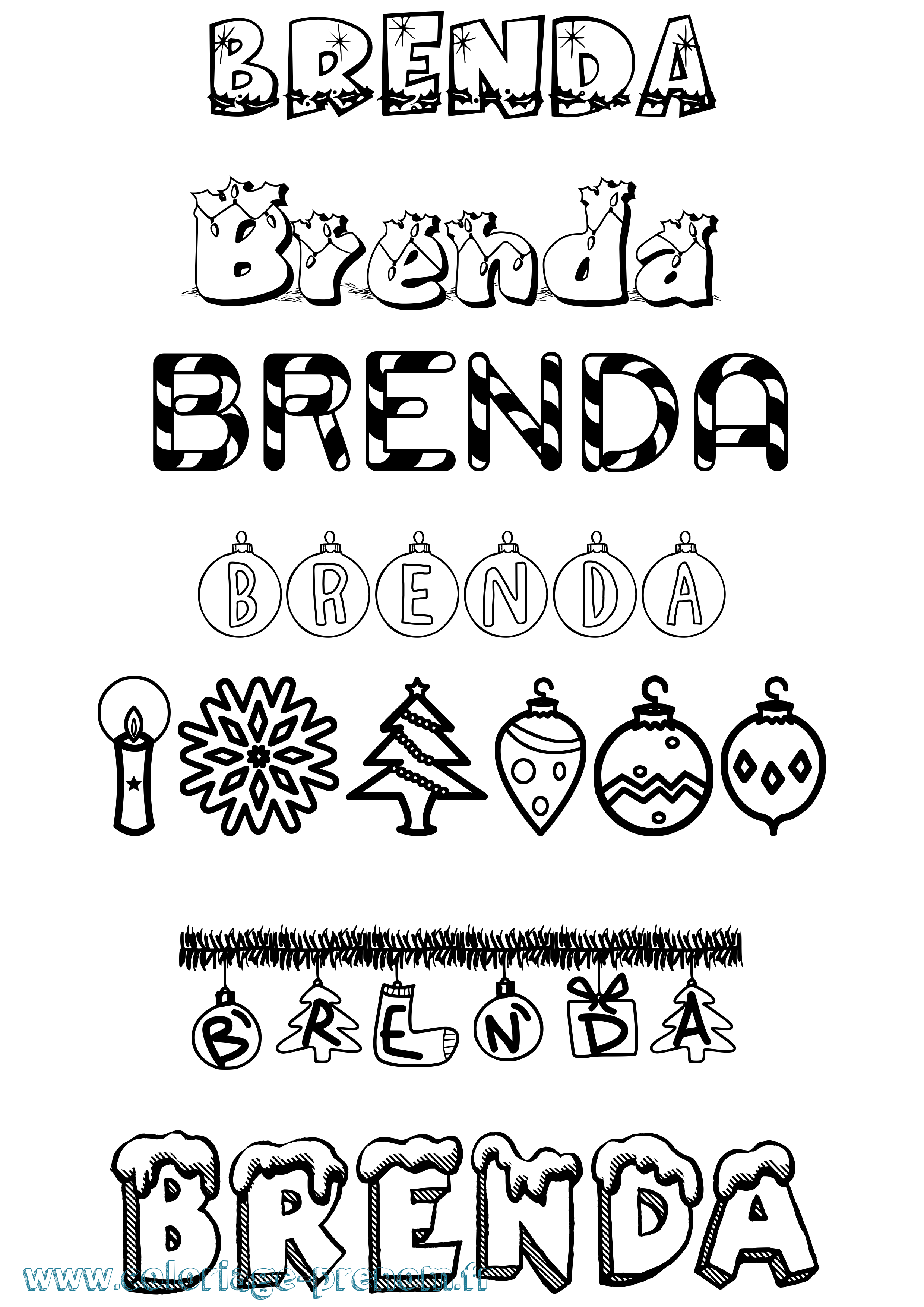 Coloriage prénom Brenda Noël