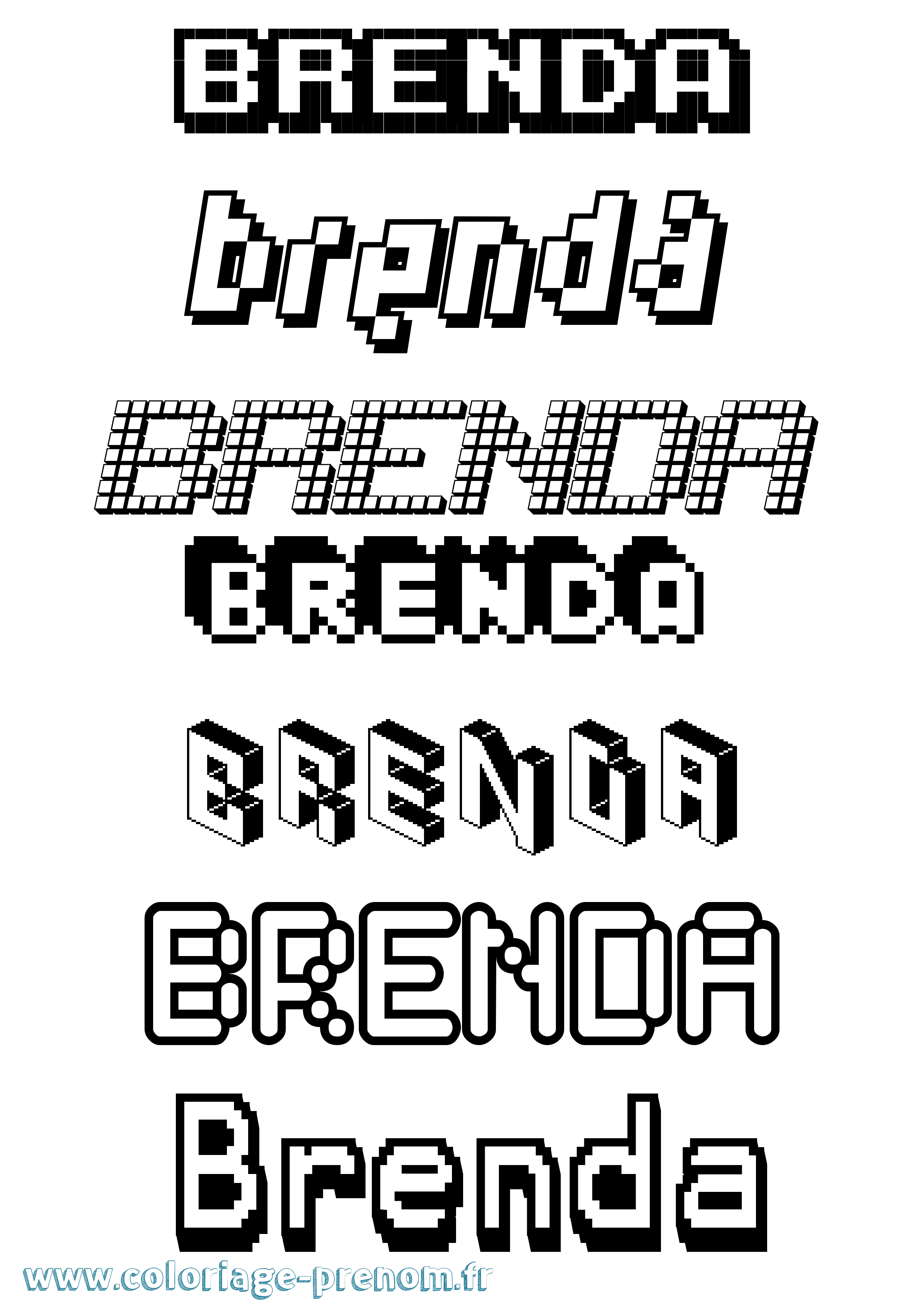 Coloriage prénom Brenda Pixel
