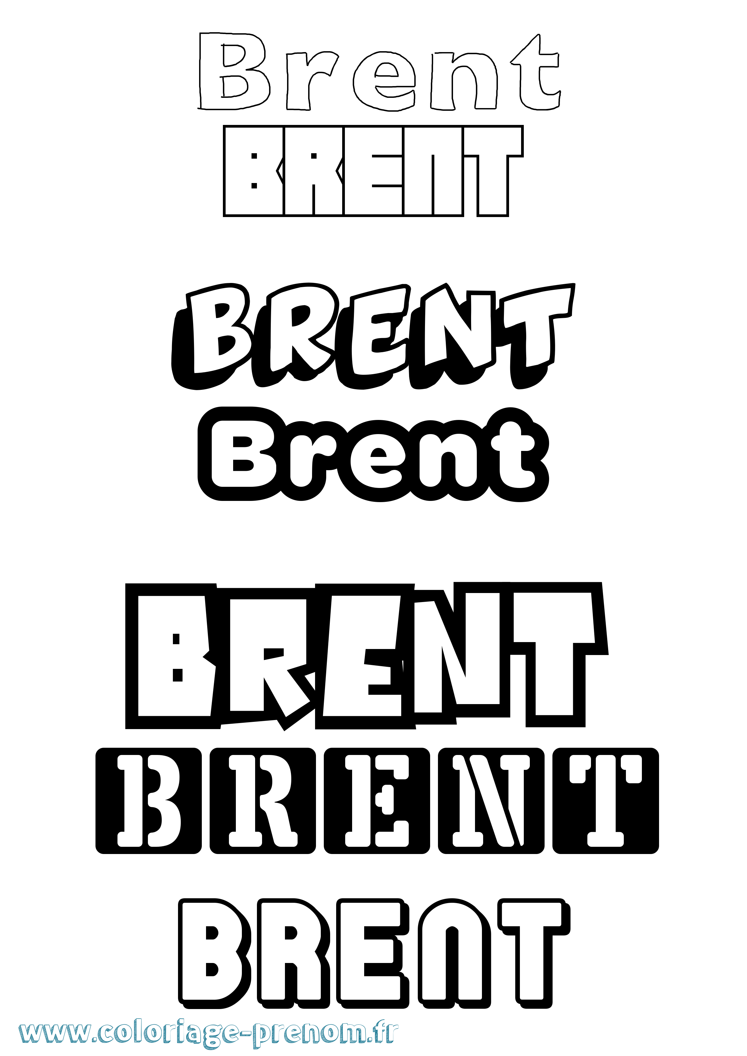 Coloriage prénom Brent Simple