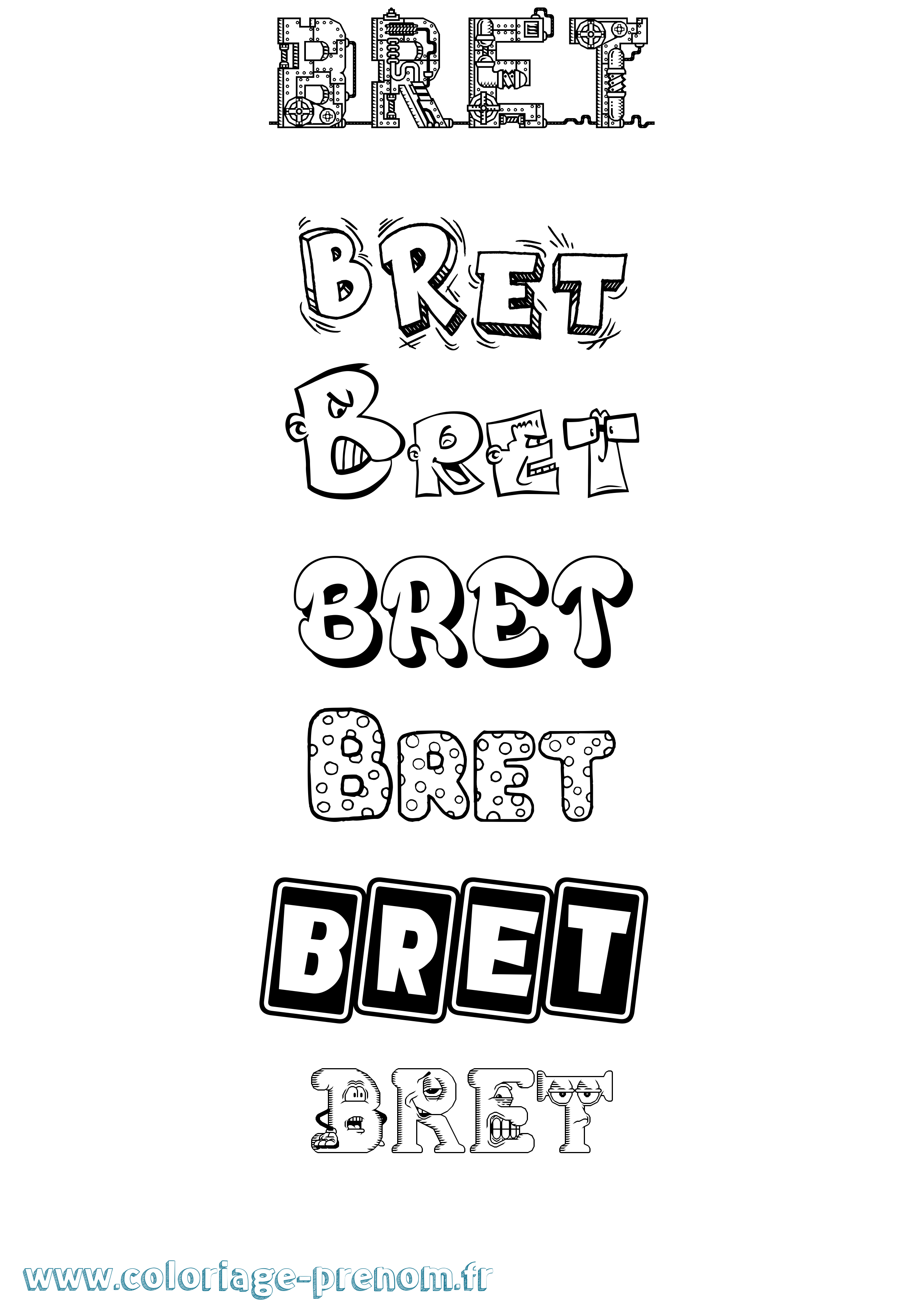 Coloriage prénom Bret Fun