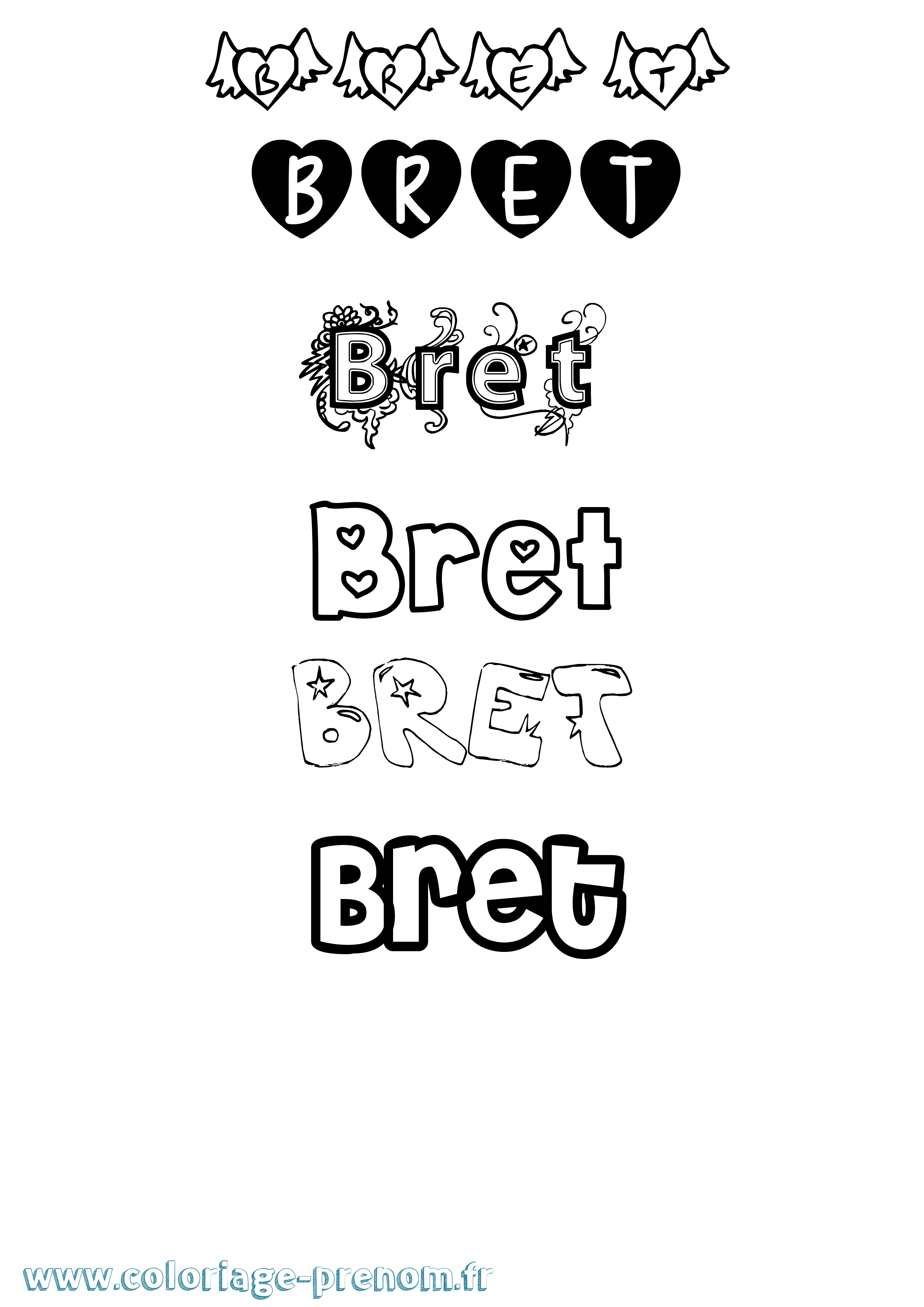 Coloriage prénom Bret Girly