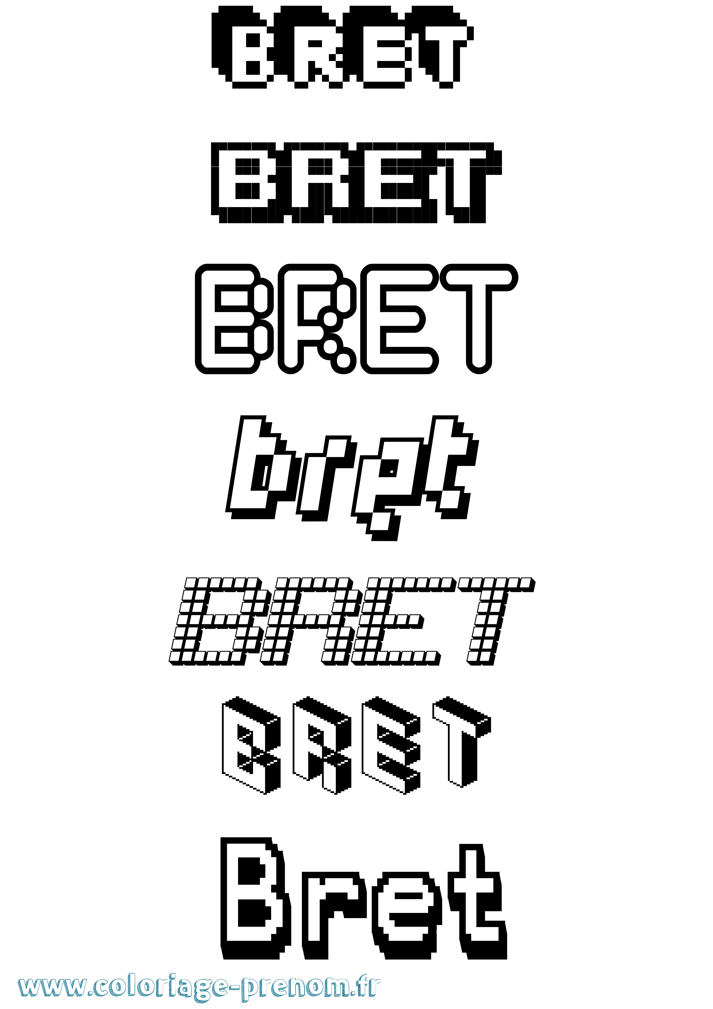 Coloriage prénom Bret Pixel