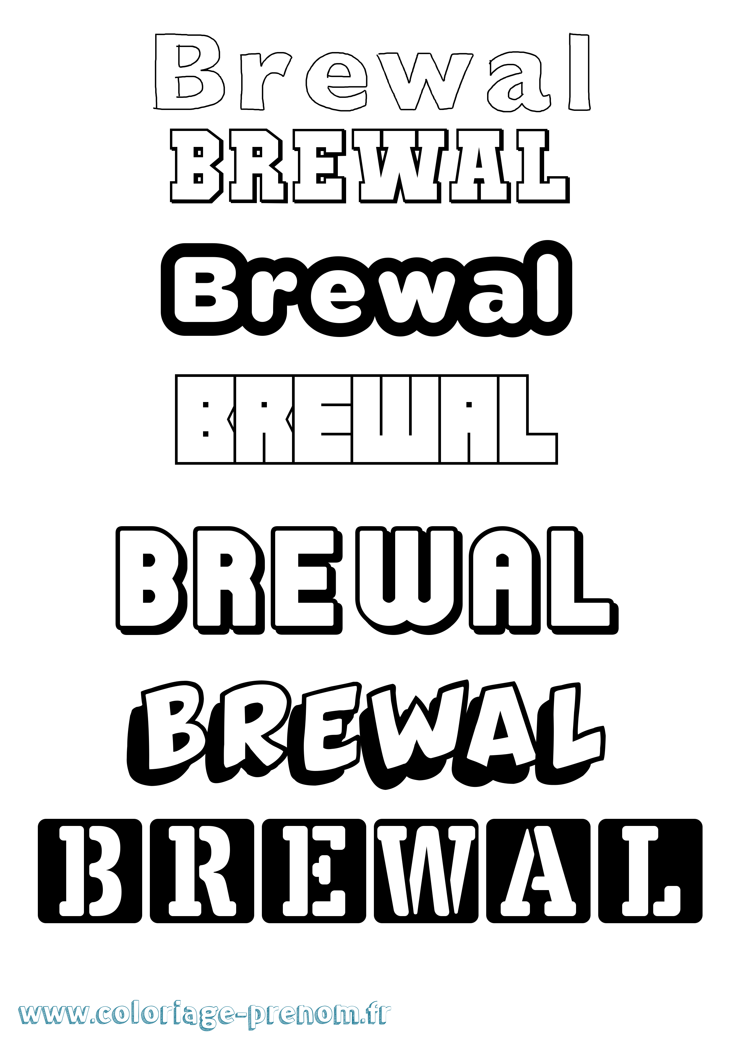 Coloriage prénom Brewal Simple
