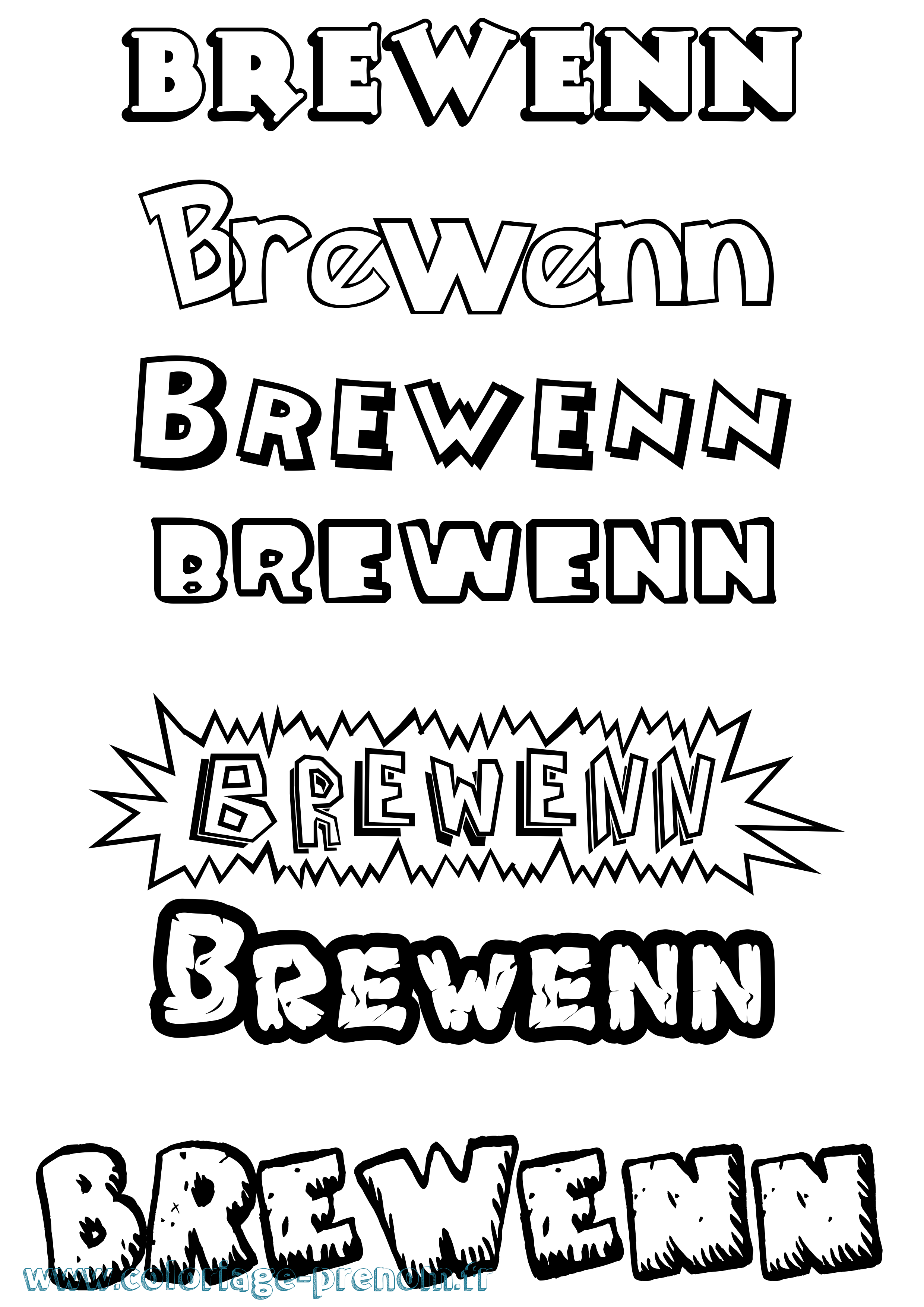 Coloriage prénom Brewenn Dessin Animé