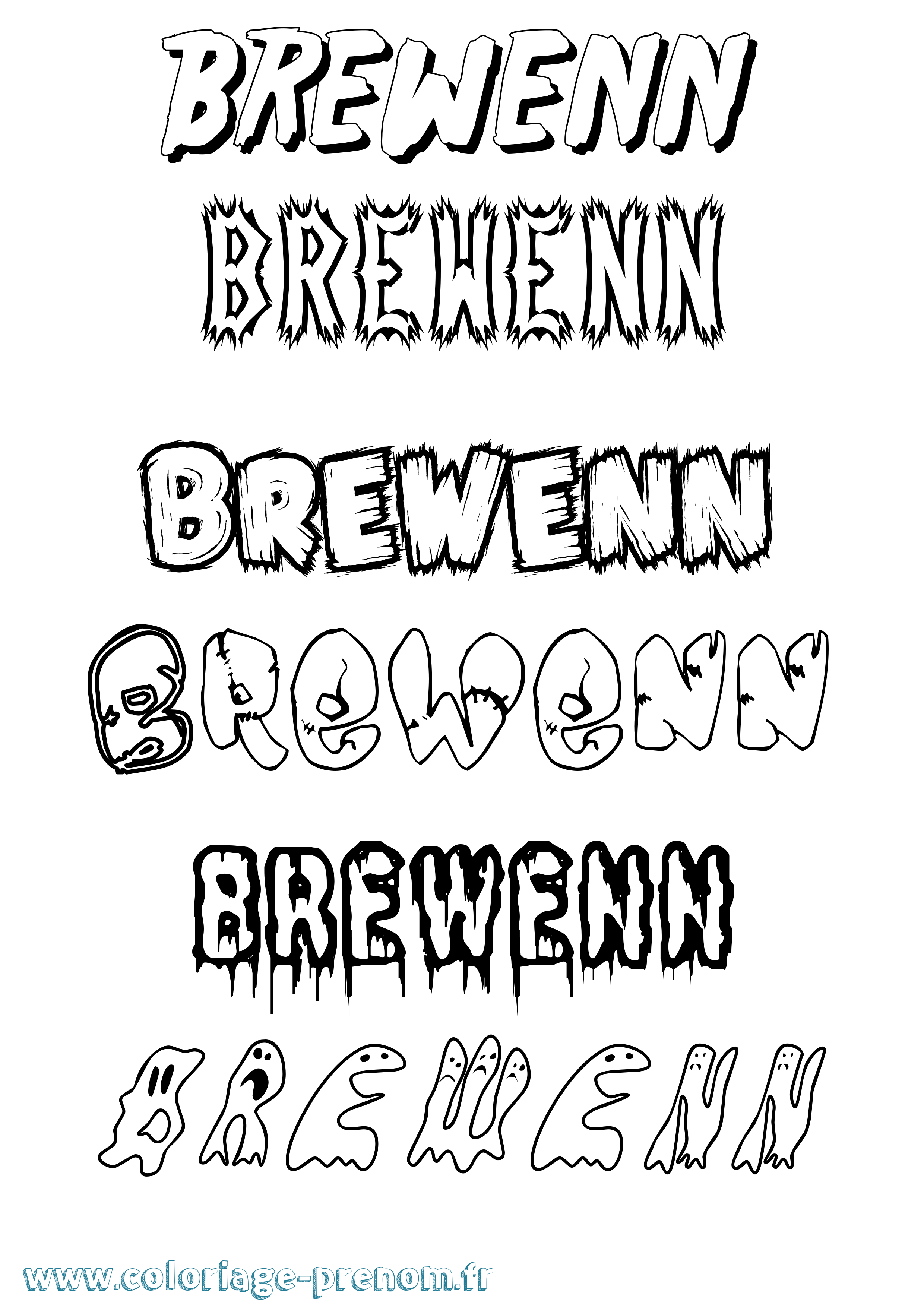Coloriage prénom Brewenn Frisson