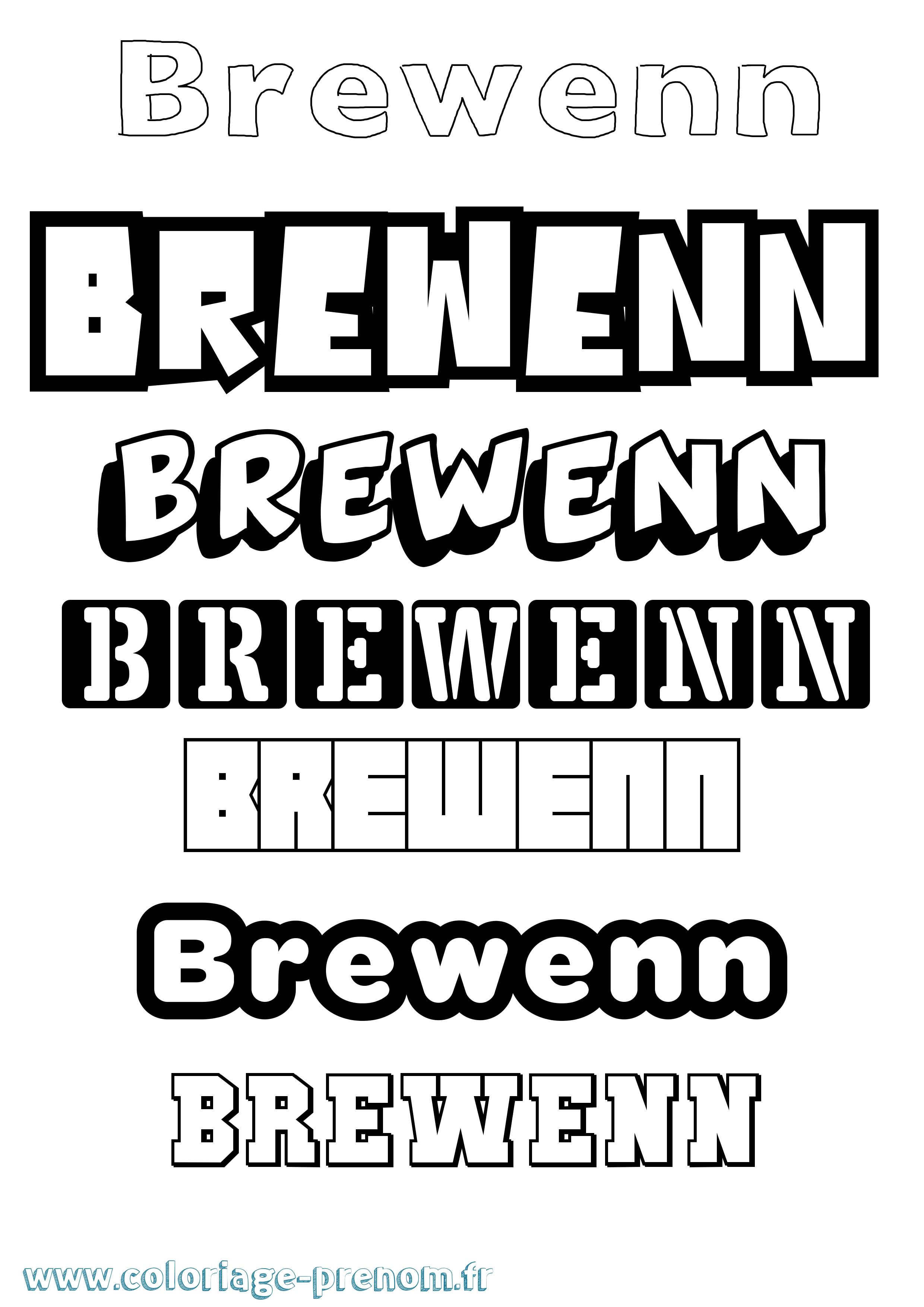 Coloriage prénom Brewenn Simple