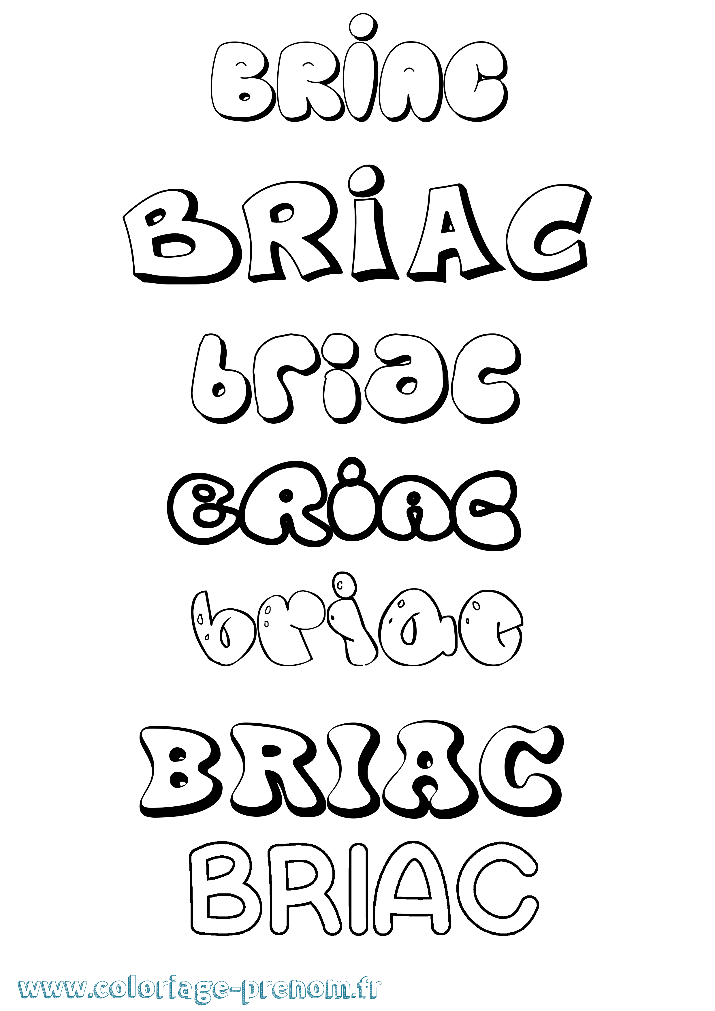 Coloriage prénom Briac Bubble