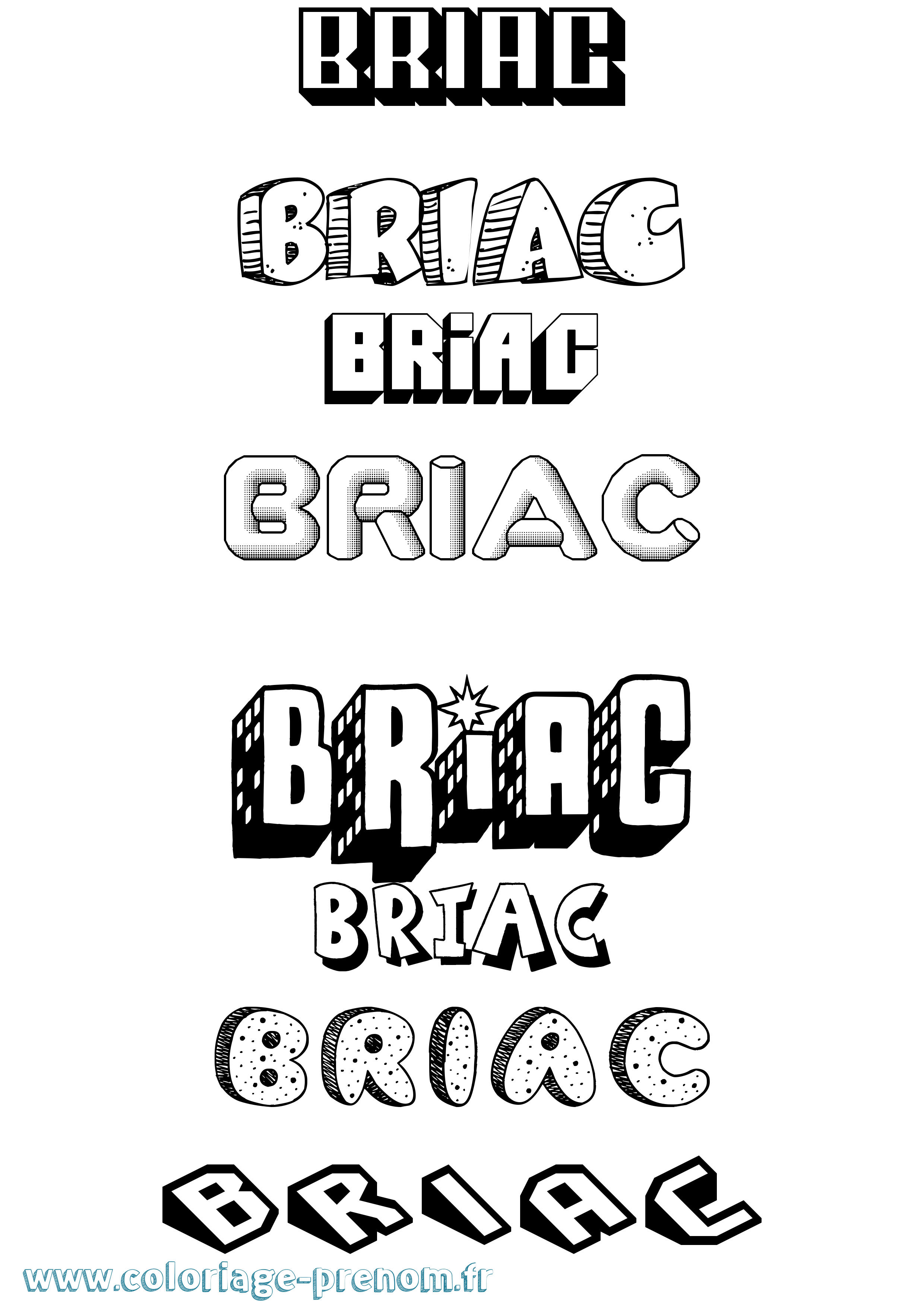 Coloriage prénom Briac Effet 3D