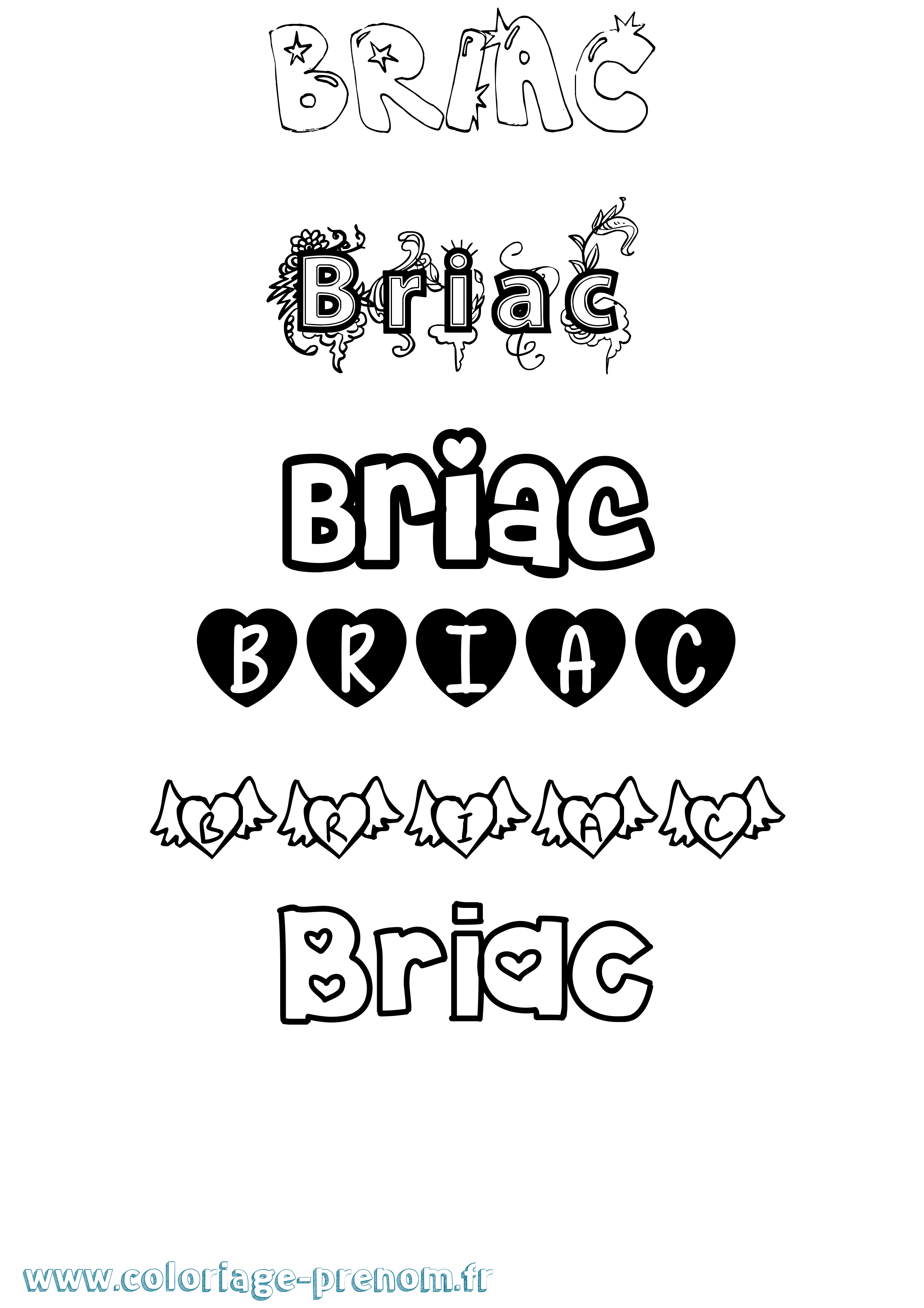 Coloriage prénom Briac Girly