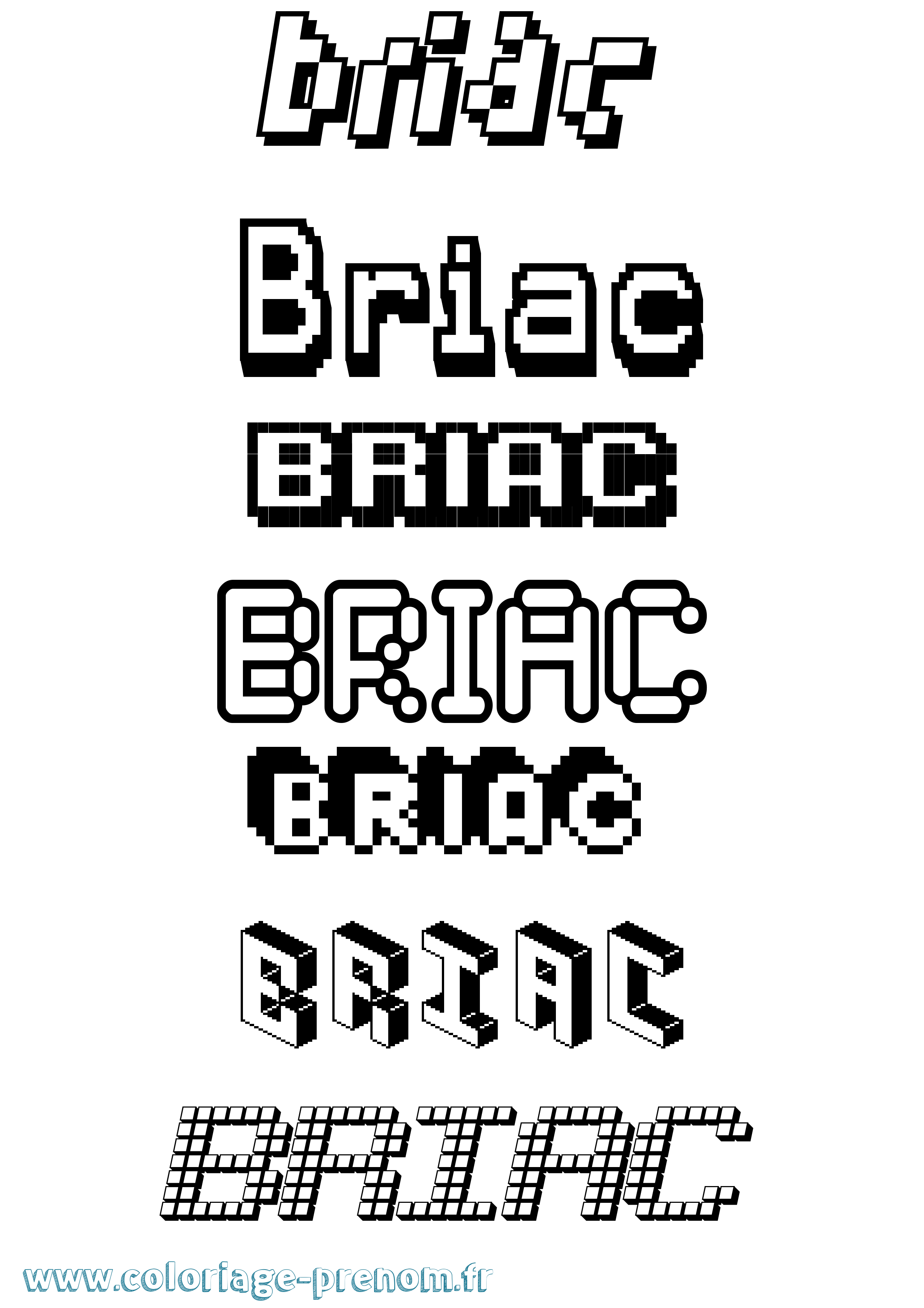 Coloriage prénom Briac Pixel