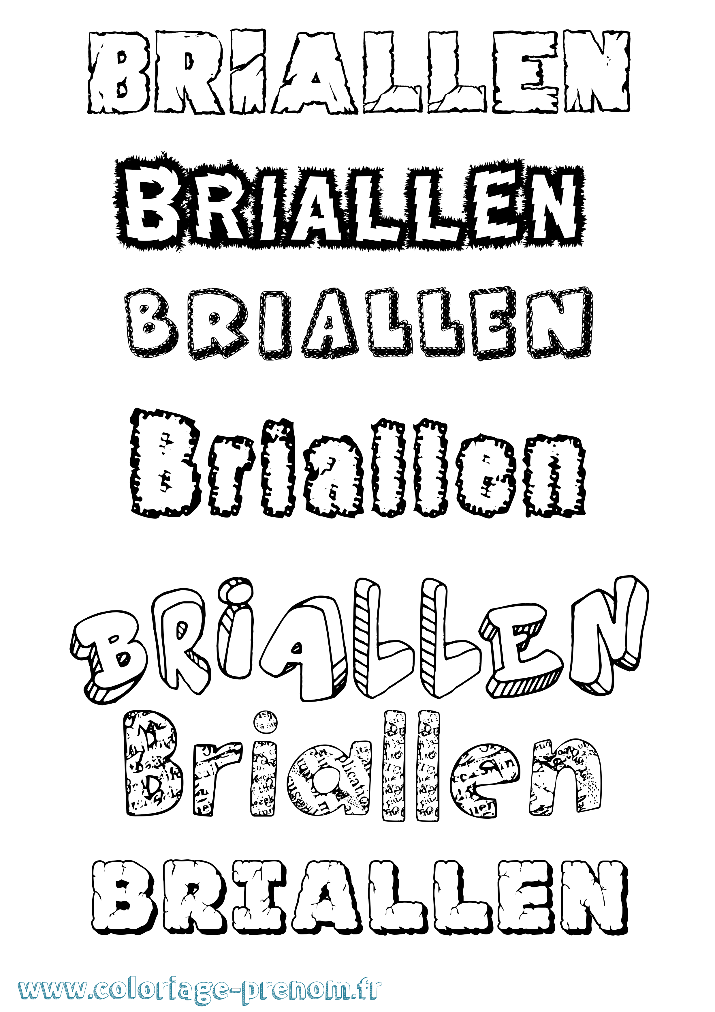 Coloriage prénom Briallen Destructuré