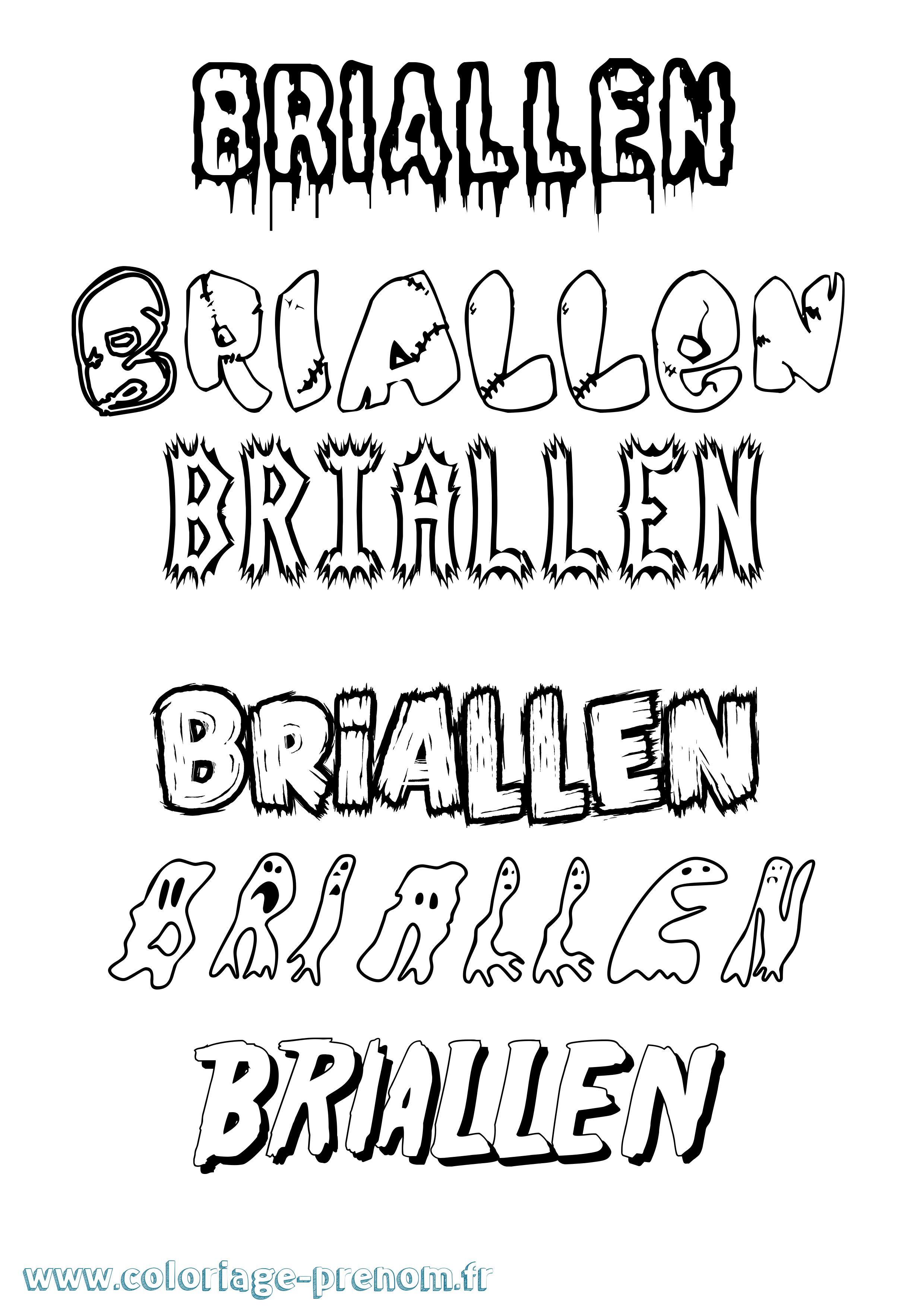 Coloriage prénom Briallen Frisson