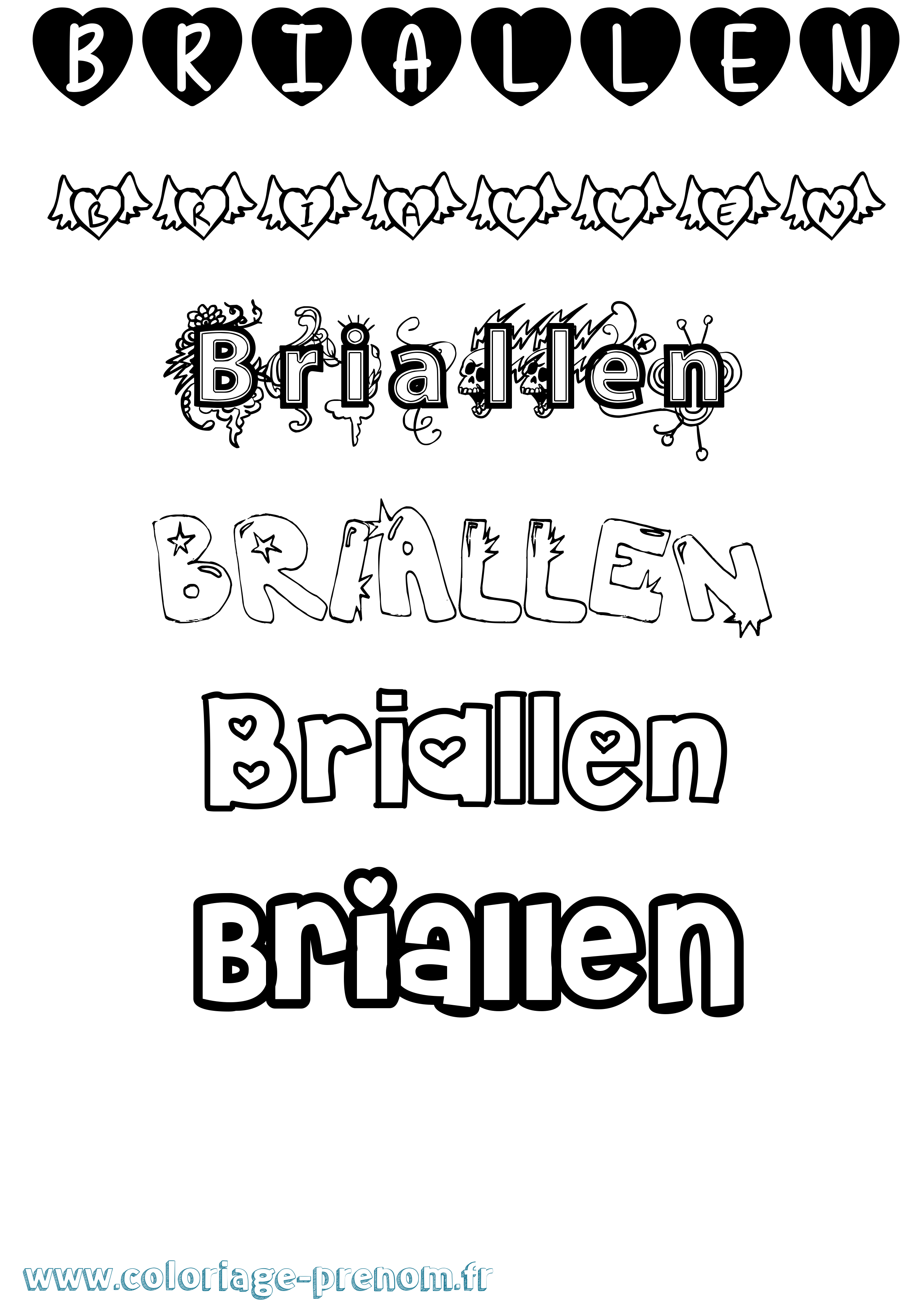Coloriage prénom Briallen Girly