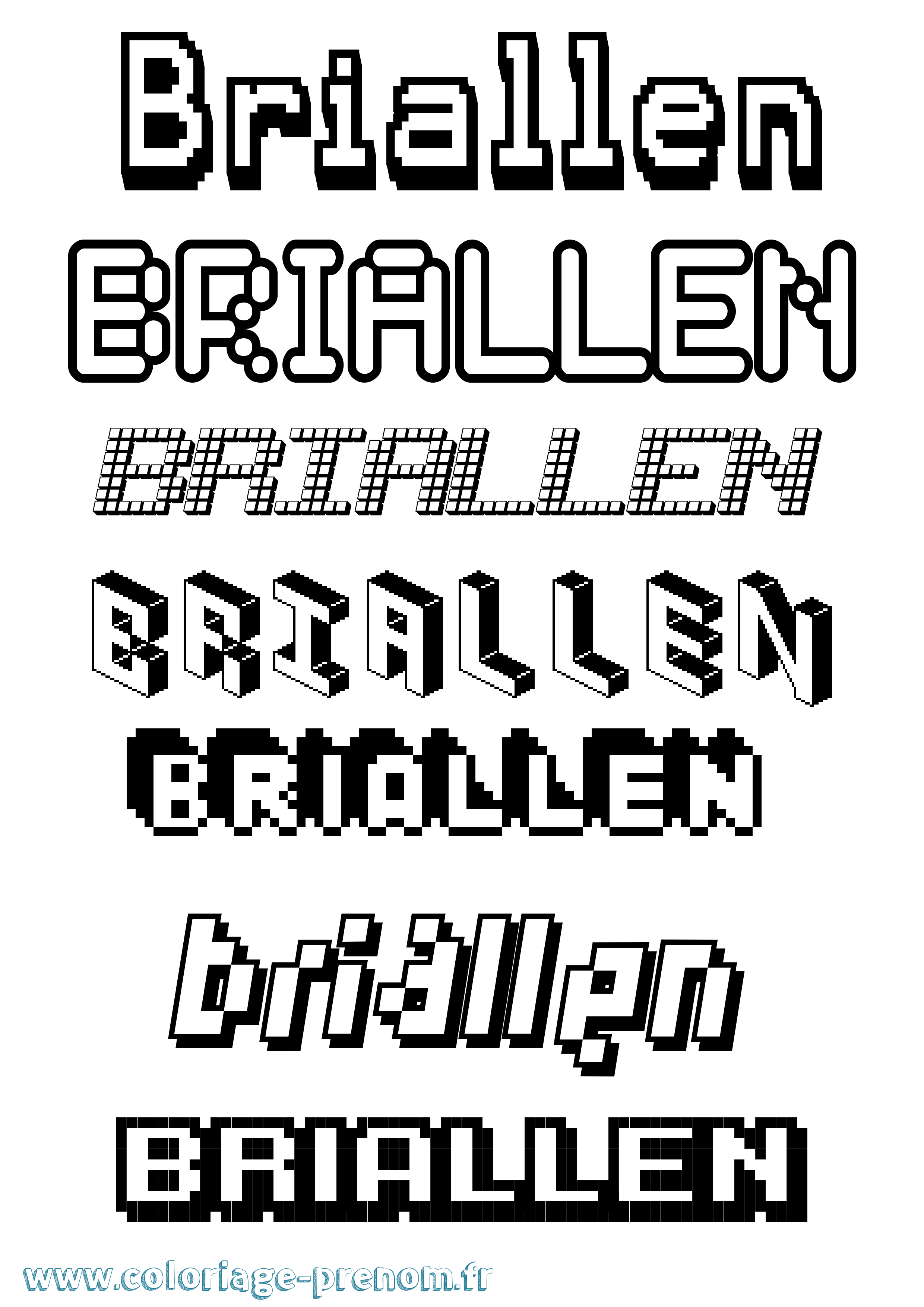 Coloriage prénom Briallen Pixel