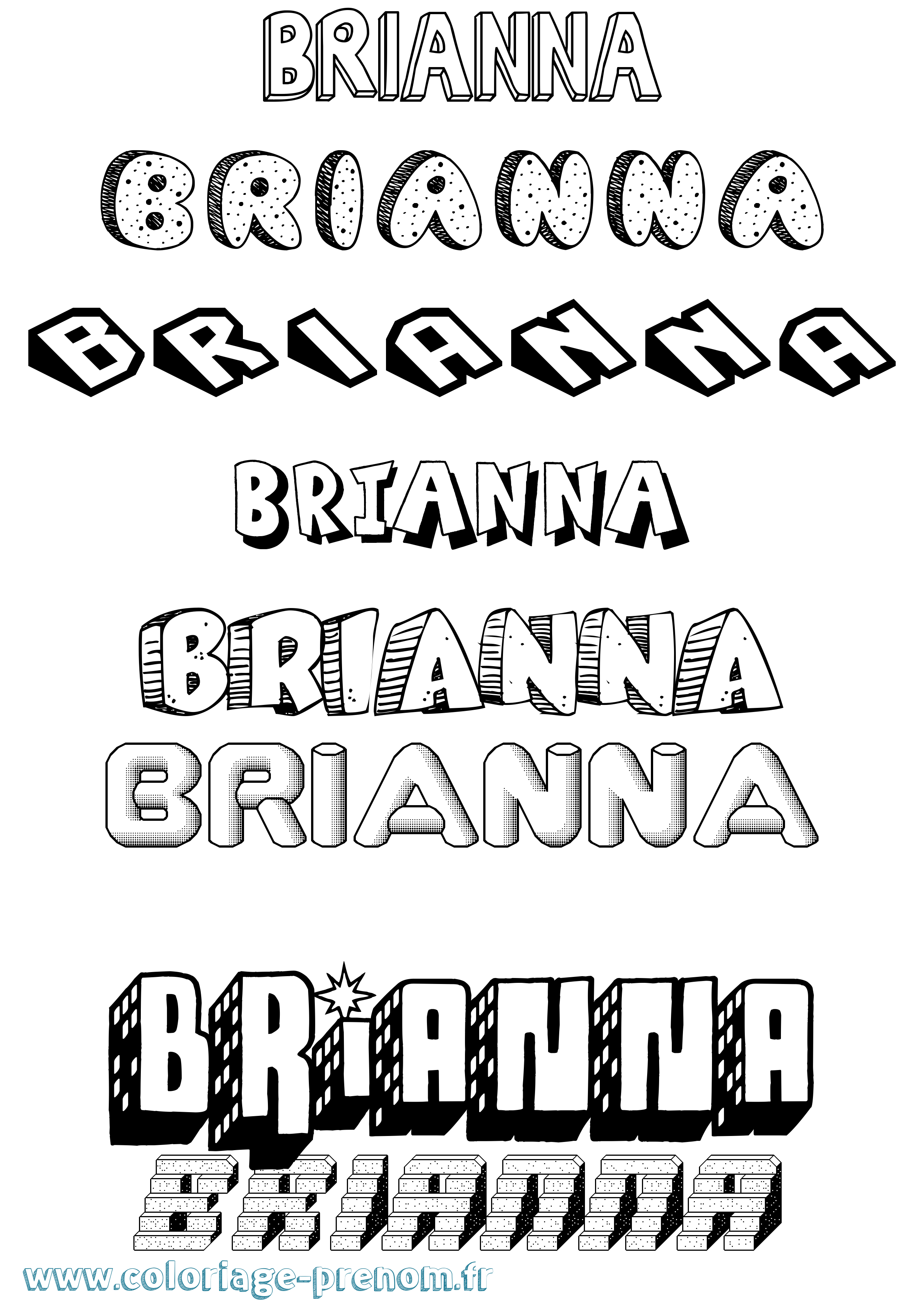 Coloriage prénom Brianna Effet 3D