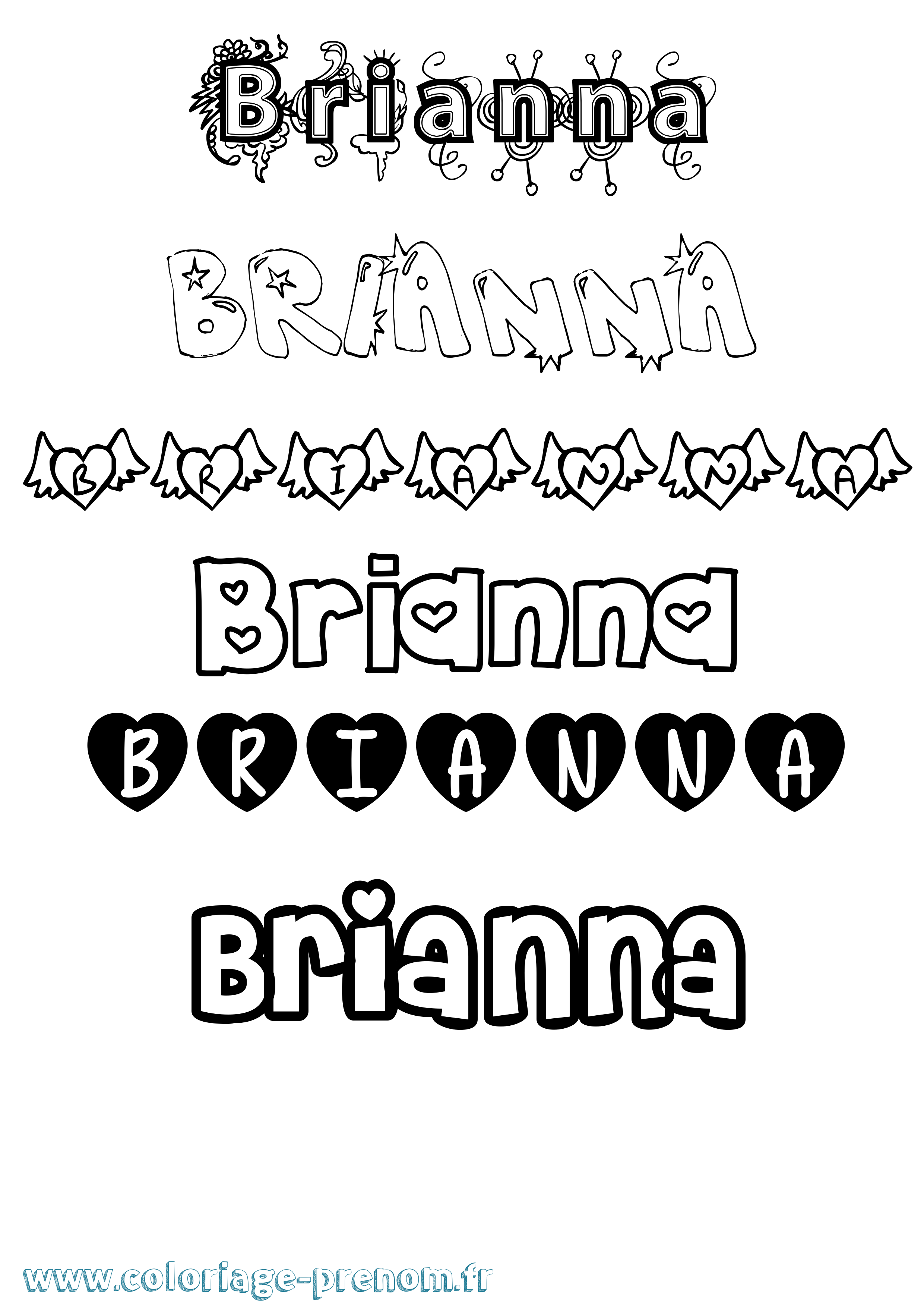 Coloriage prénom Brianna Girly
