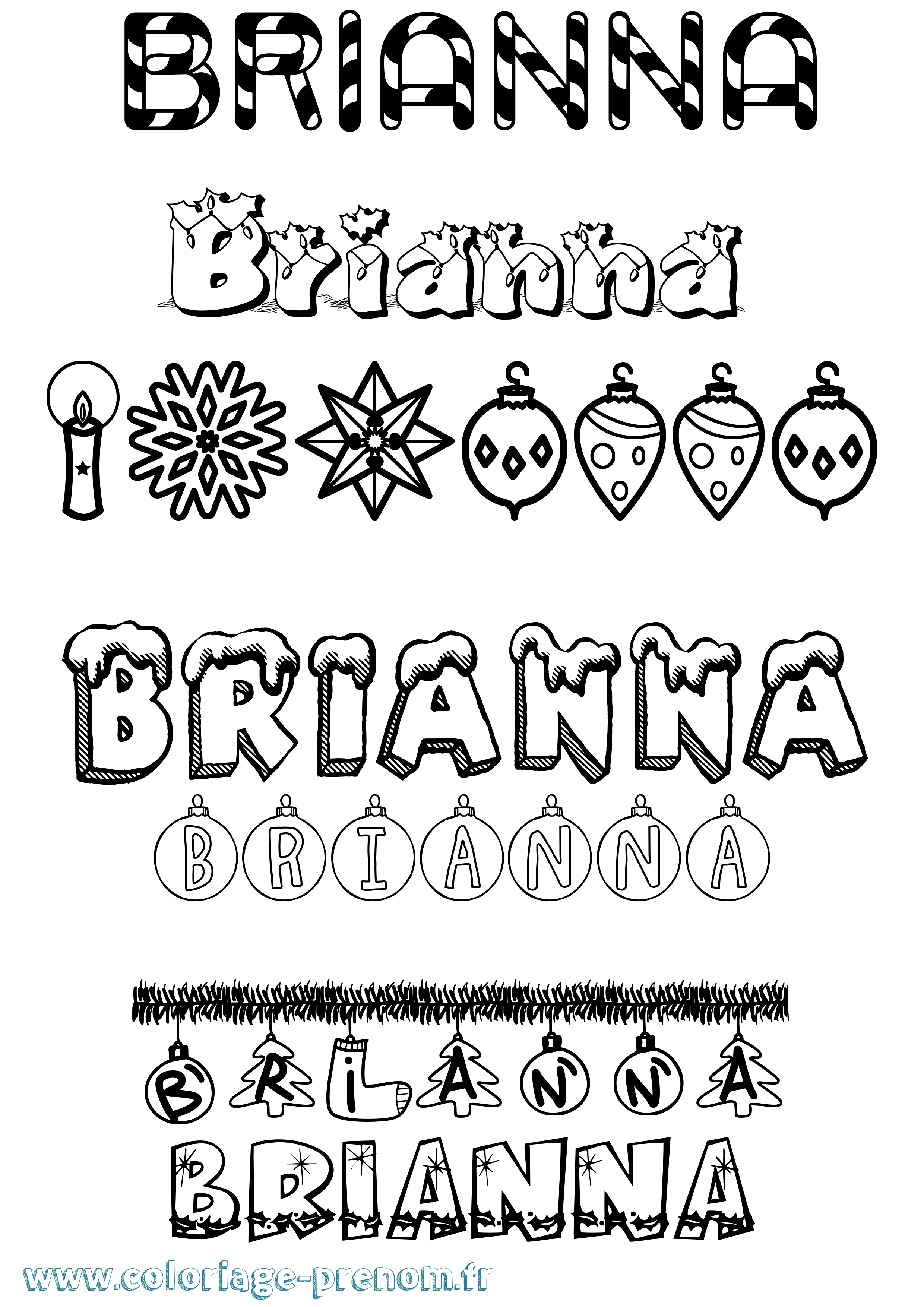 Coloriage prénom Brianna Noël